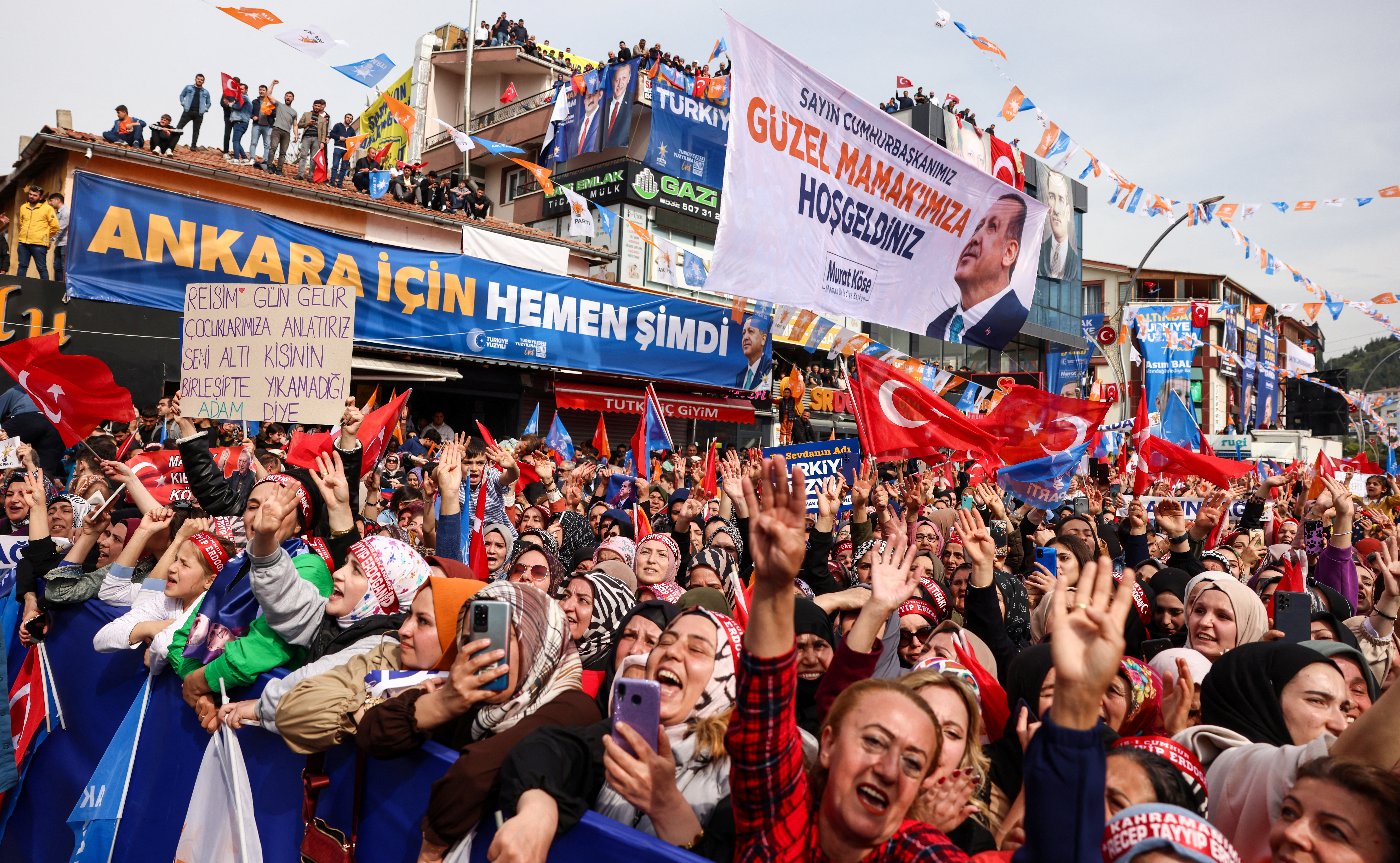 Supporters of Turkish President Tayyip Erdogan attend a rally ahead of the May 14 presidential and parliamentary elections in Ankara, Turkey, May 11, 2023