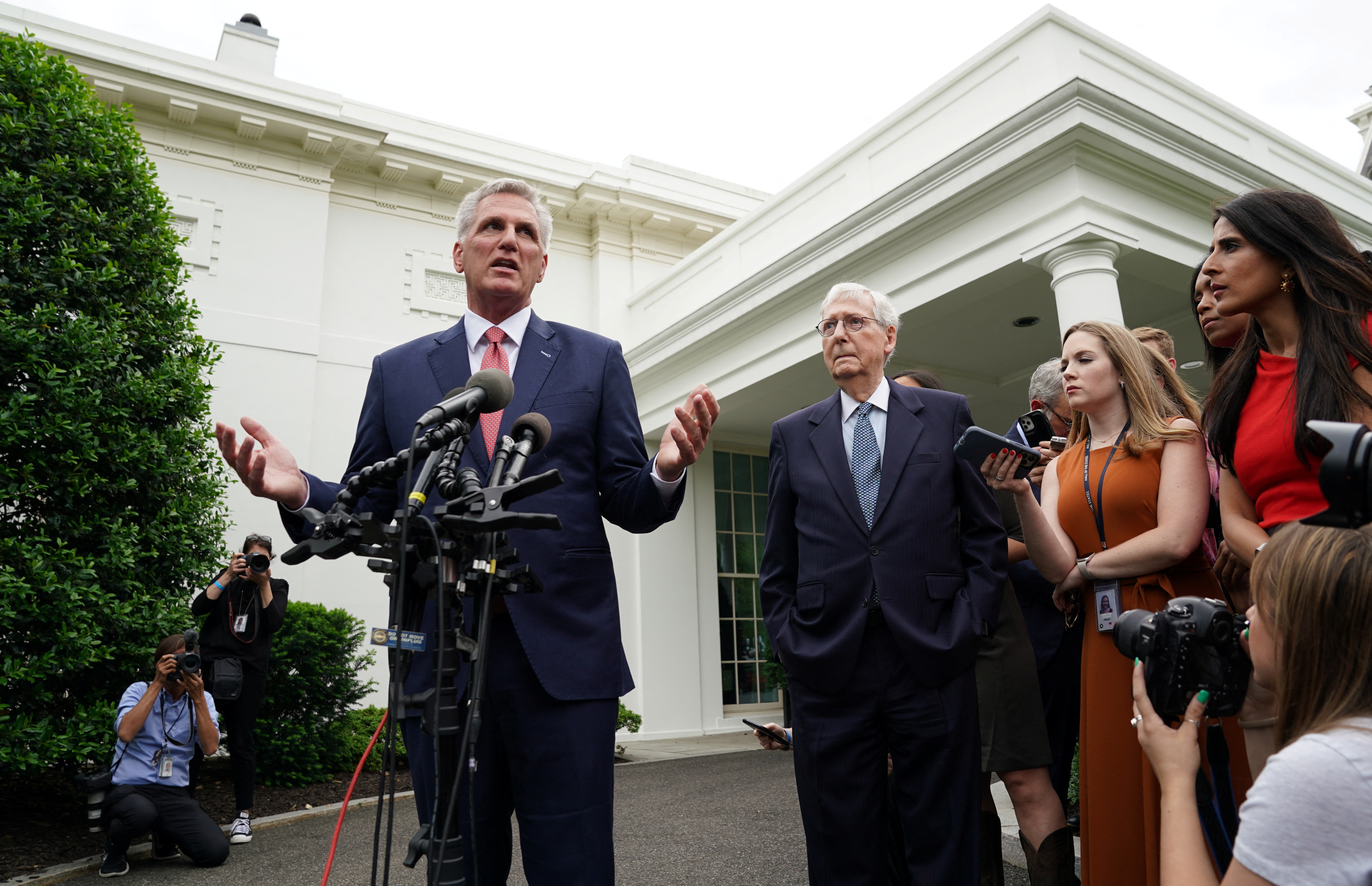 Kevin McCarthy speaking to reporters outside the White House