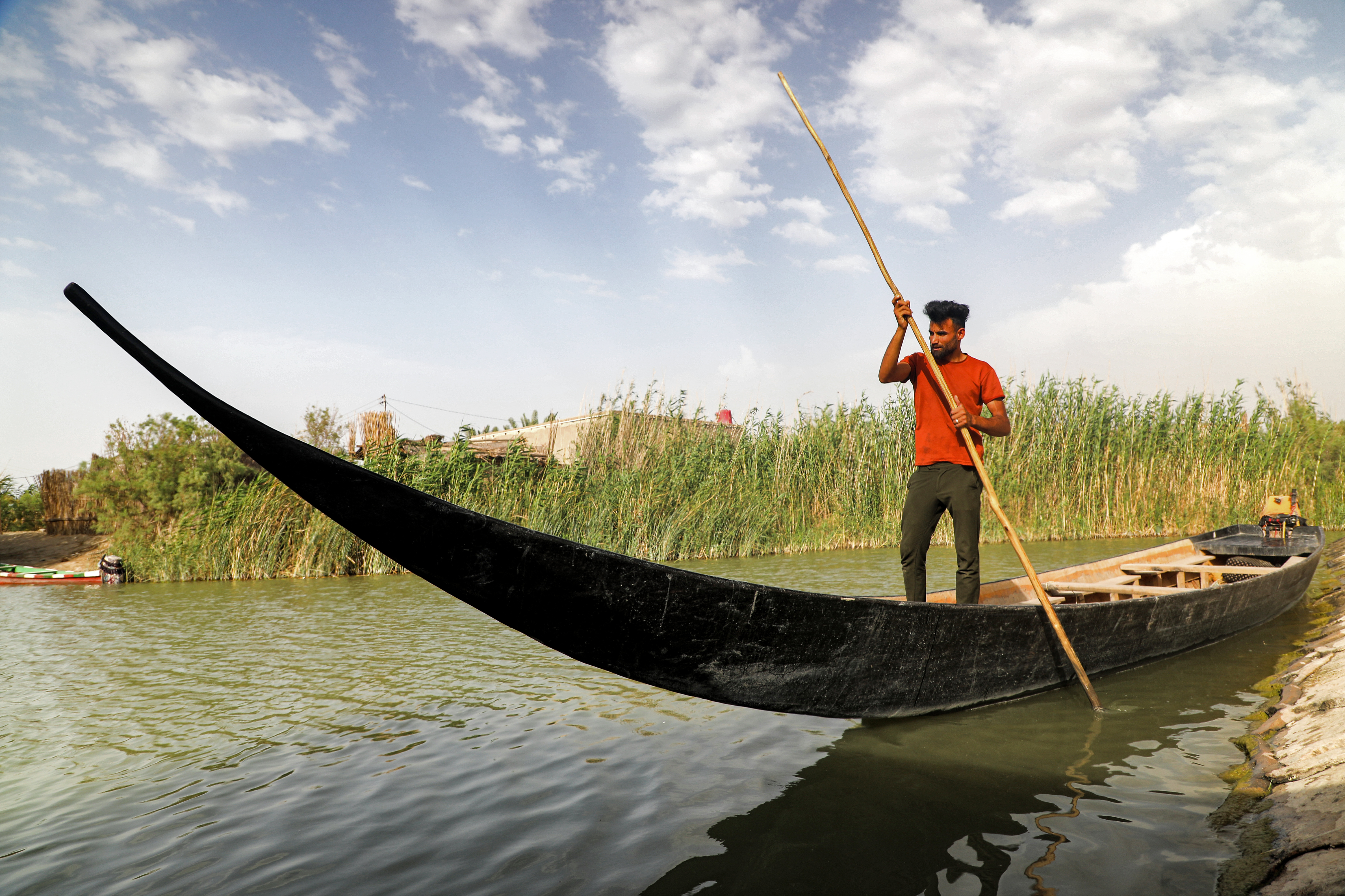 wooden boat at a workshop in the area of al-Huwair in the sub-district of al-Madinah in Iraq's southern