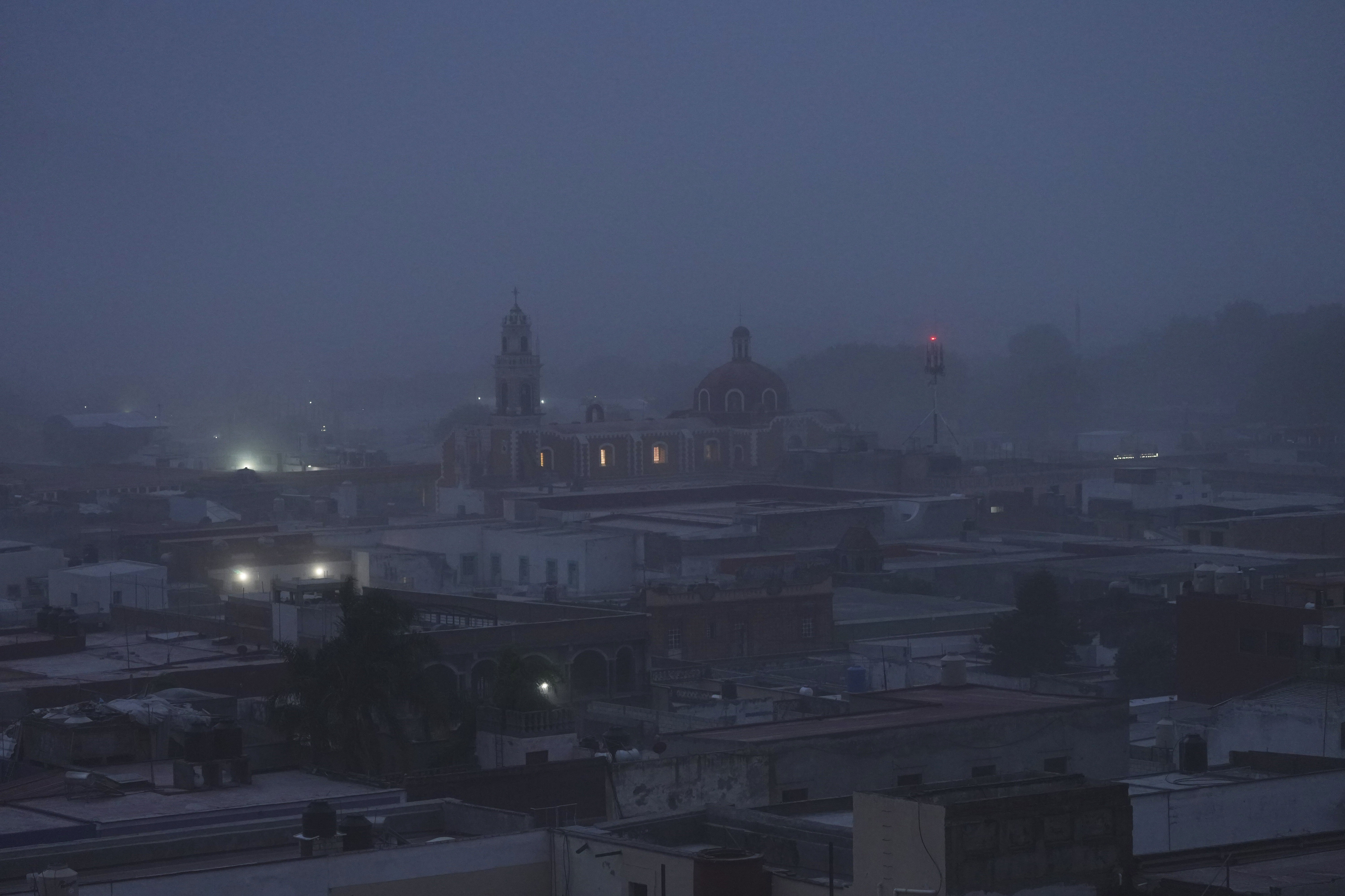 Volcanic ash from the Popocatépetl volcano covers Atlixco, Mexico