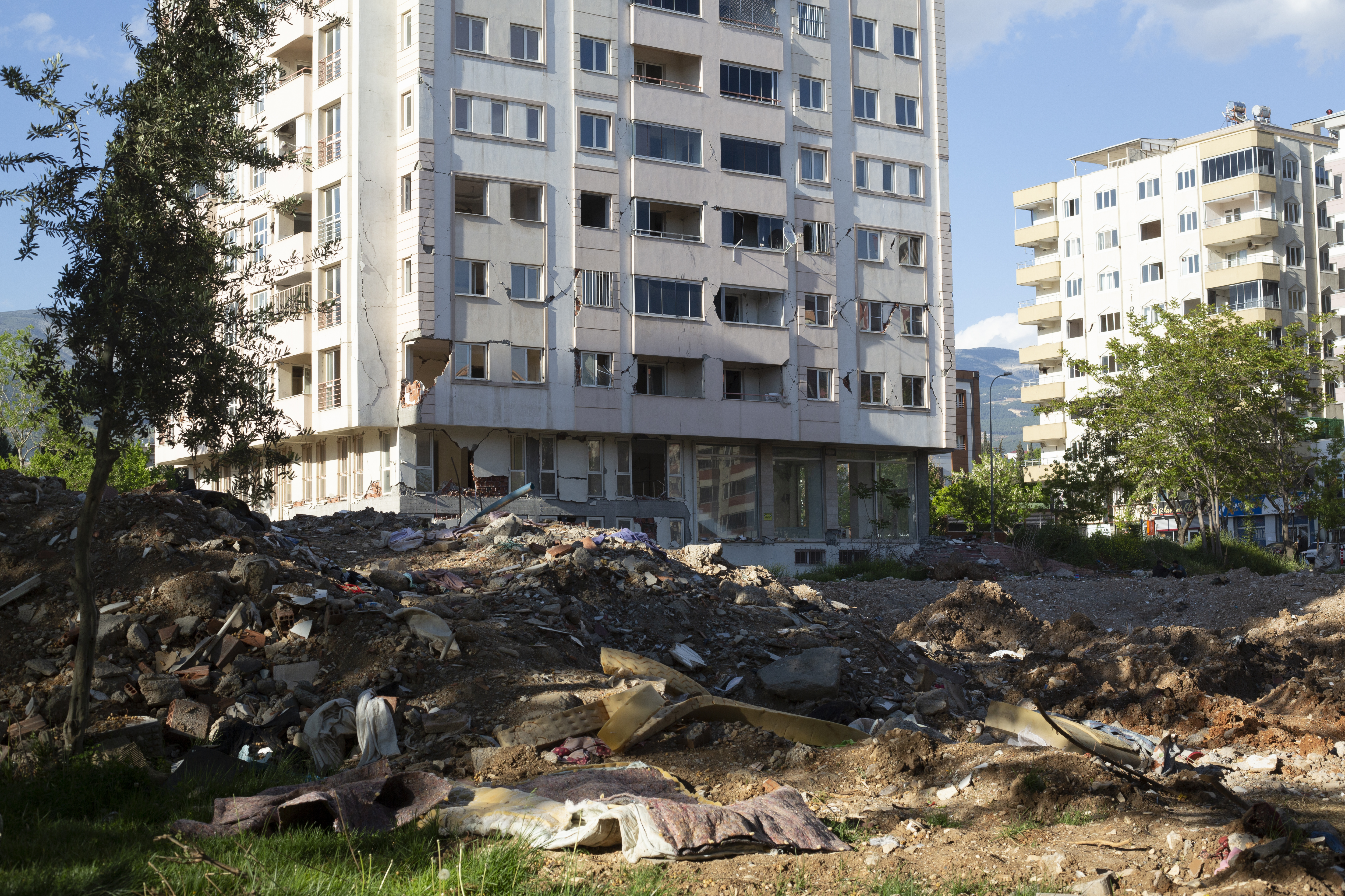 Craters where buildings once stood in the shopping district