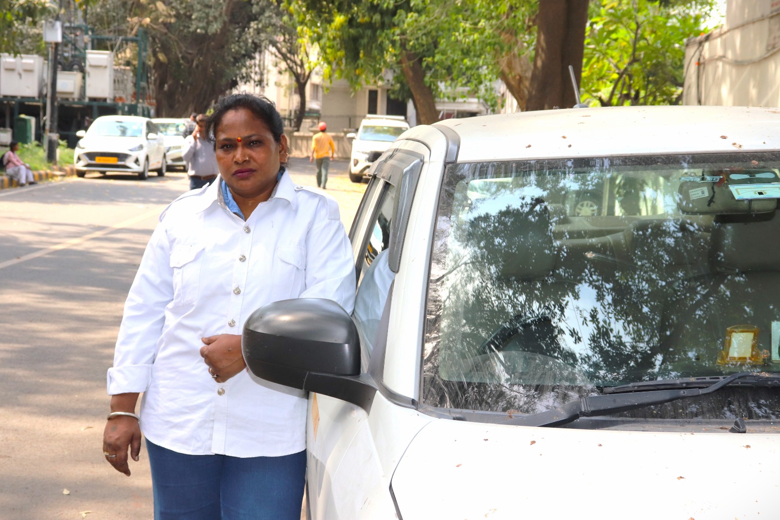 An Uber driver in Delhi, India