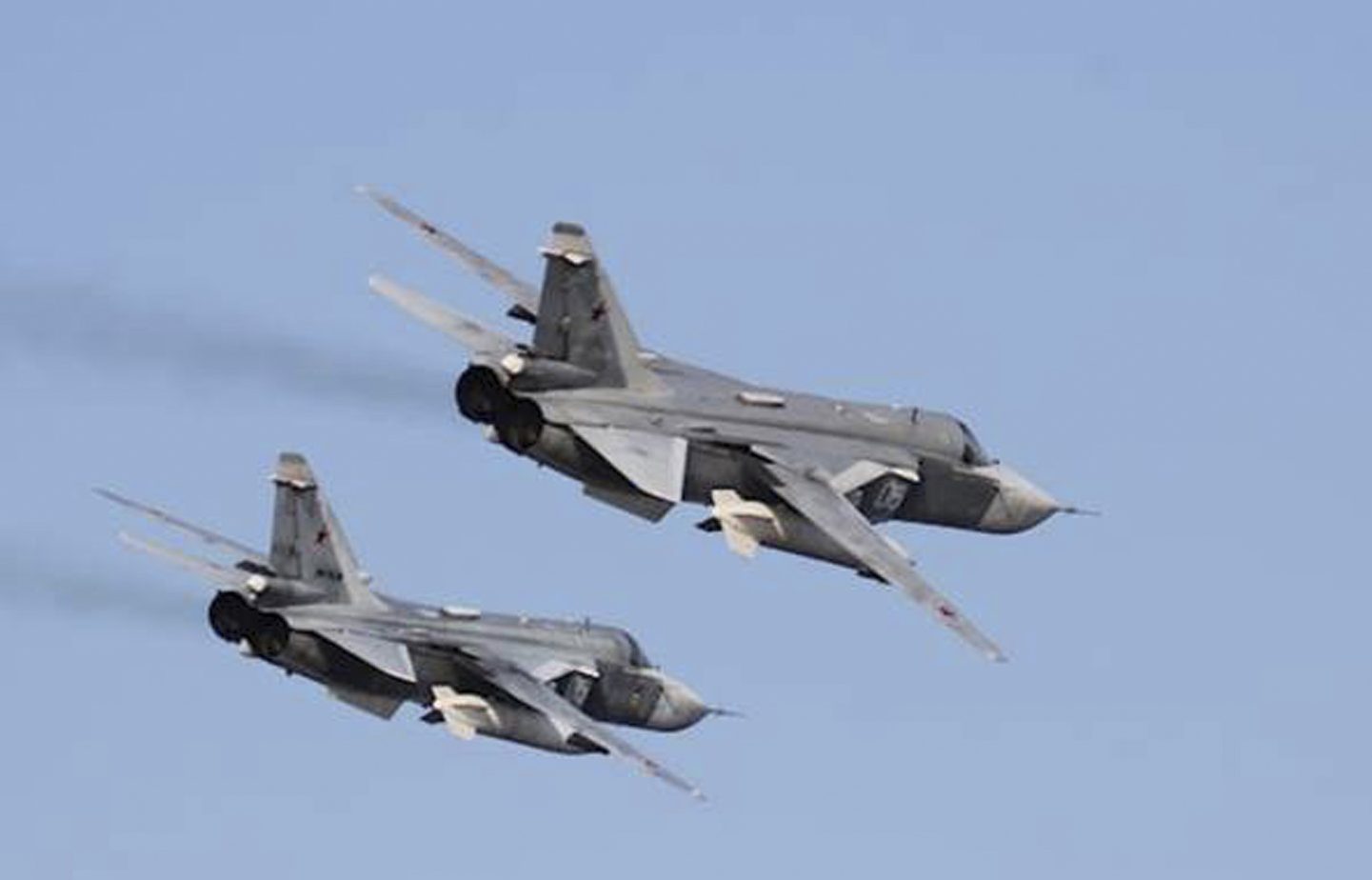 An U.S. Navy picture shows what appears to be two Russian Sukhoi SU-24 attack aircraft flying over the U.S. guided missile destroyer USS Donald Cook in the Baltic Sea in this picture taken April 12, 2016 and released April 13, 2016. Two Russian warplanes with no visible weaponry flew near the destroyer in what one U.S. official described as one of the most aggressive interactions in recent memory. REUTERS/US Navy/Handout via Reuters THIS IMAGE HAS BEEN SUPPLIED BY A THIRD PARTY. IT IS DISTRIBUTED, EXACTLY AS RECEIVED BY REUTERS, AS A SERVICE TO CLIENTS. FOR EDITORIAL USE ONLY. NOT FOR SALE FOR MARKETING OR ADVERTISING CAMPAIGNS