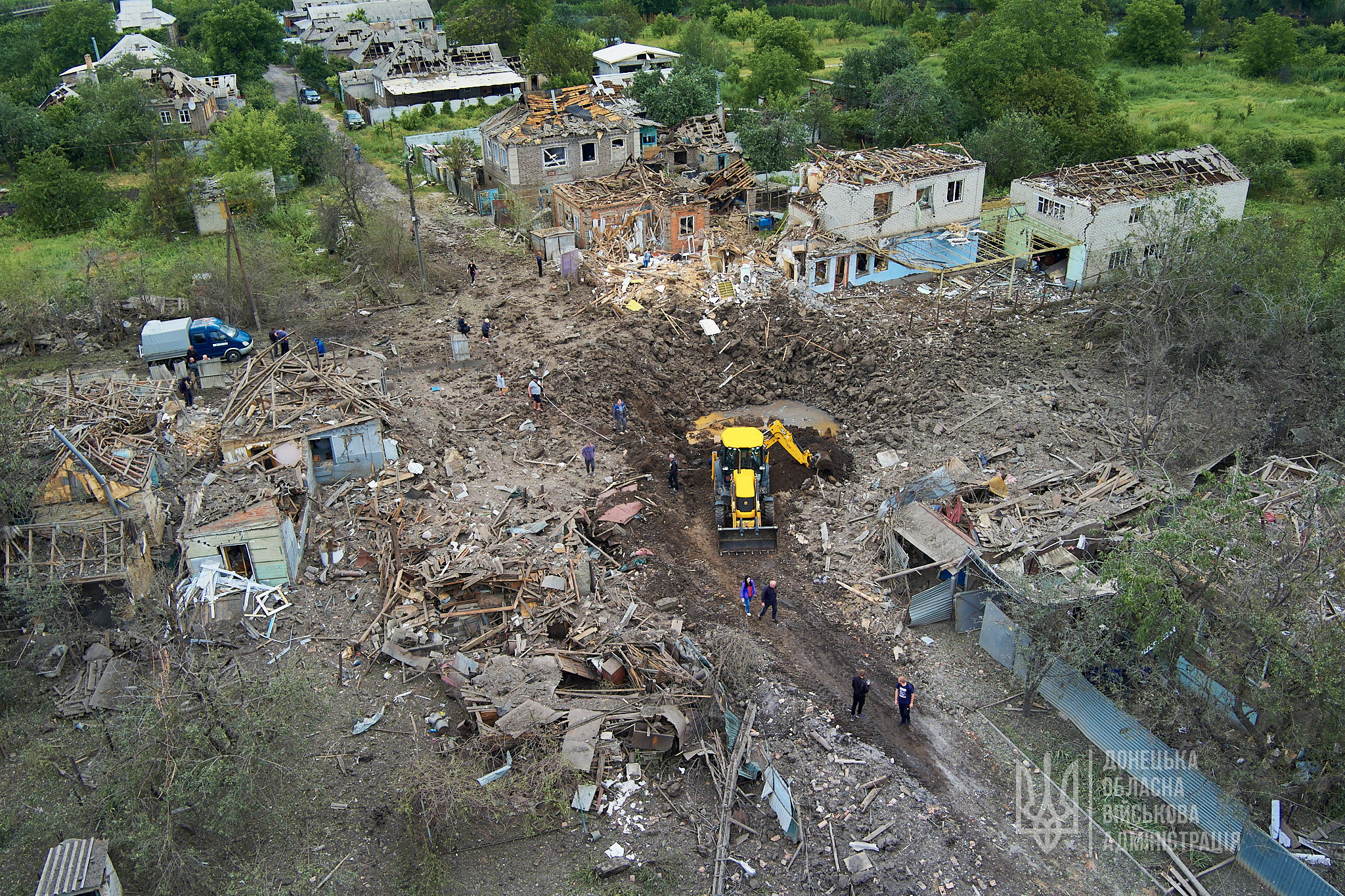 A view shows residential houses heavily damaged by a Russian missile strike, amid Russia's attack on Ukraine