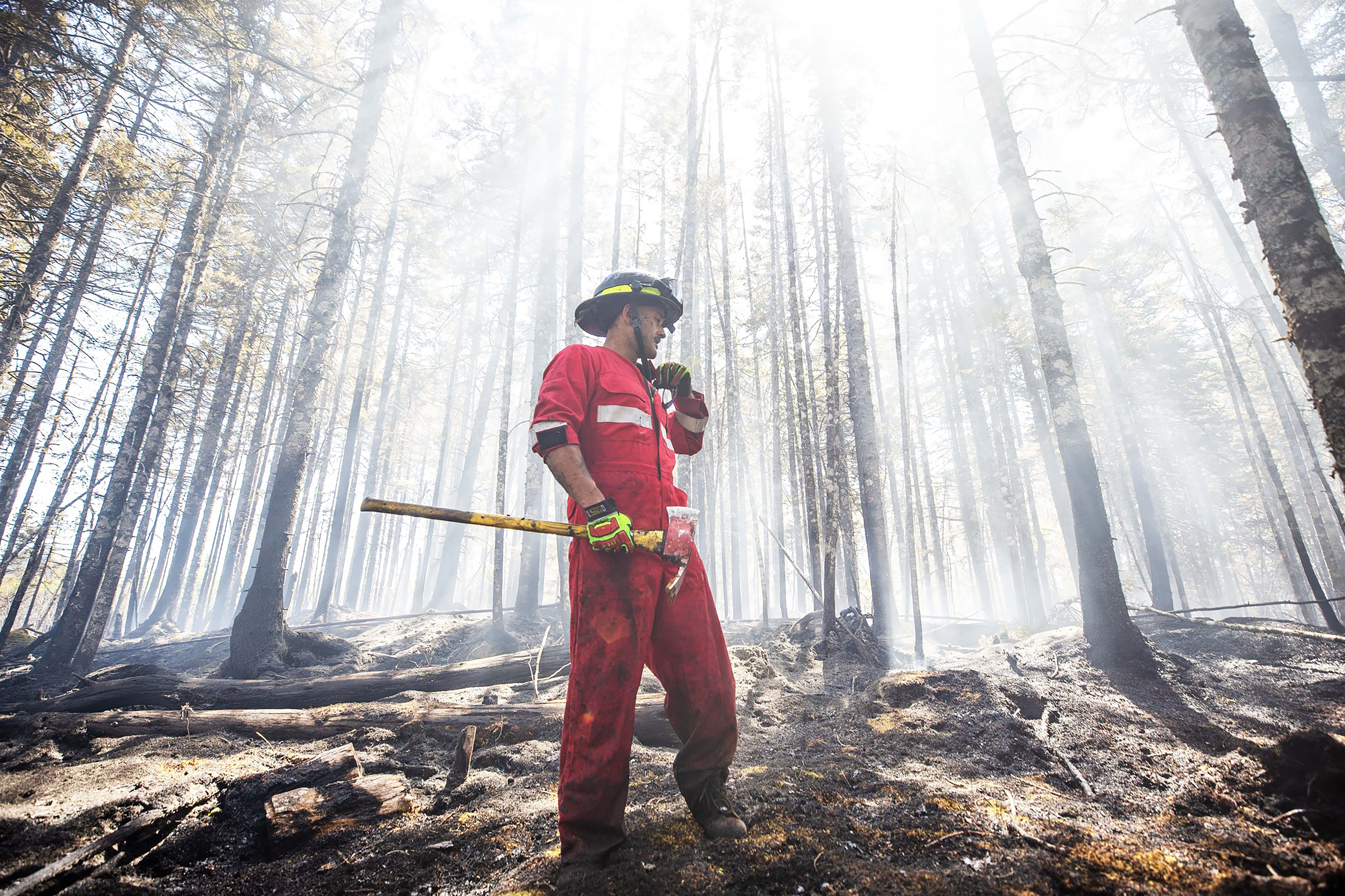 Williams works to put out fires in the Tantallon area.