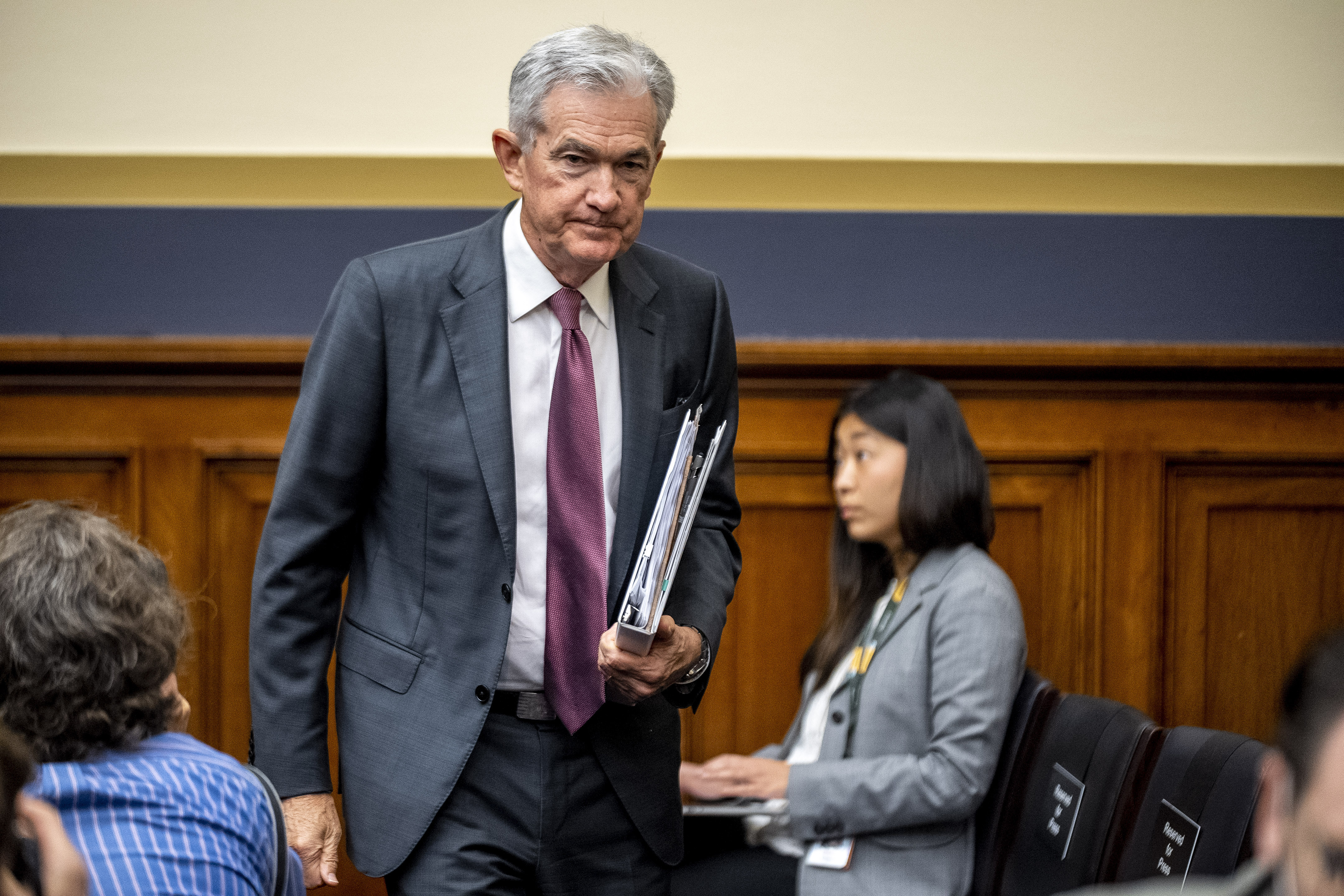 Federal Reserve Chairman Jerome Powell arrives for a House Financial Services Committee hearing in Washington DC, US