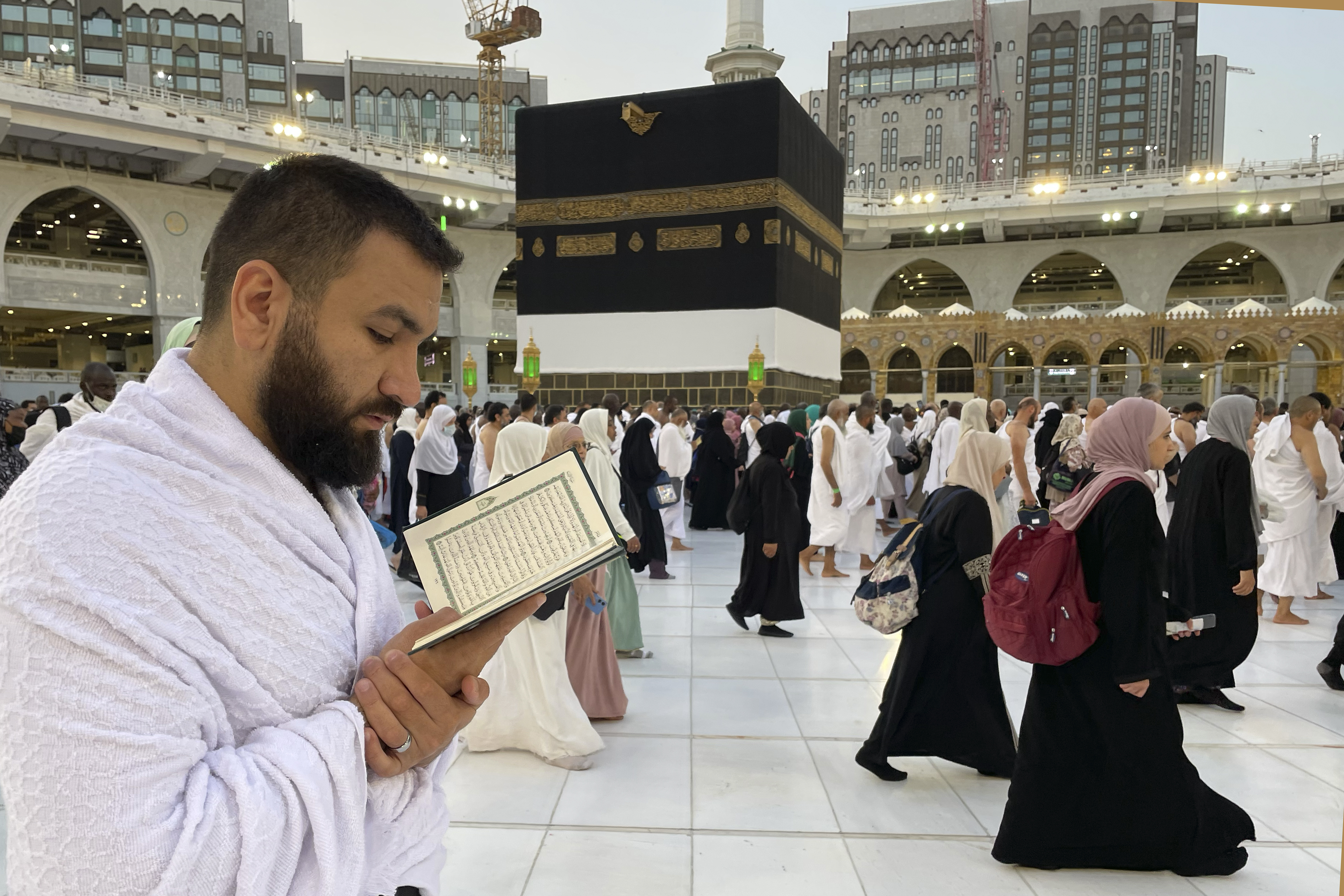 Muslim pilgrims circumambulate around the Kaaba
