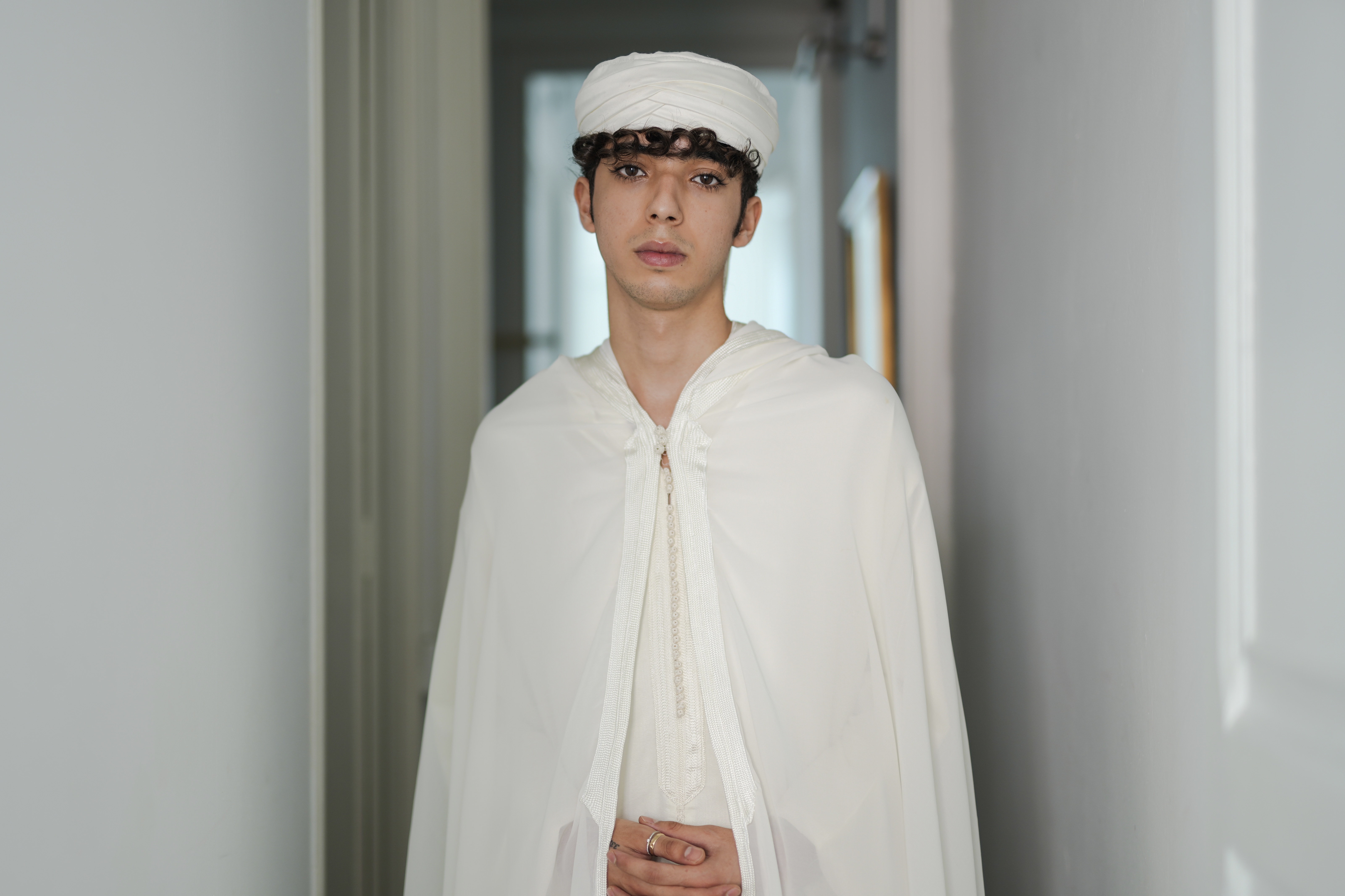 Massinissa of the Rif wearing a traditional djellaba, used for religious ceremonies, weddings and funerals. Photographer: Ahmed Adnan Alsharateha.