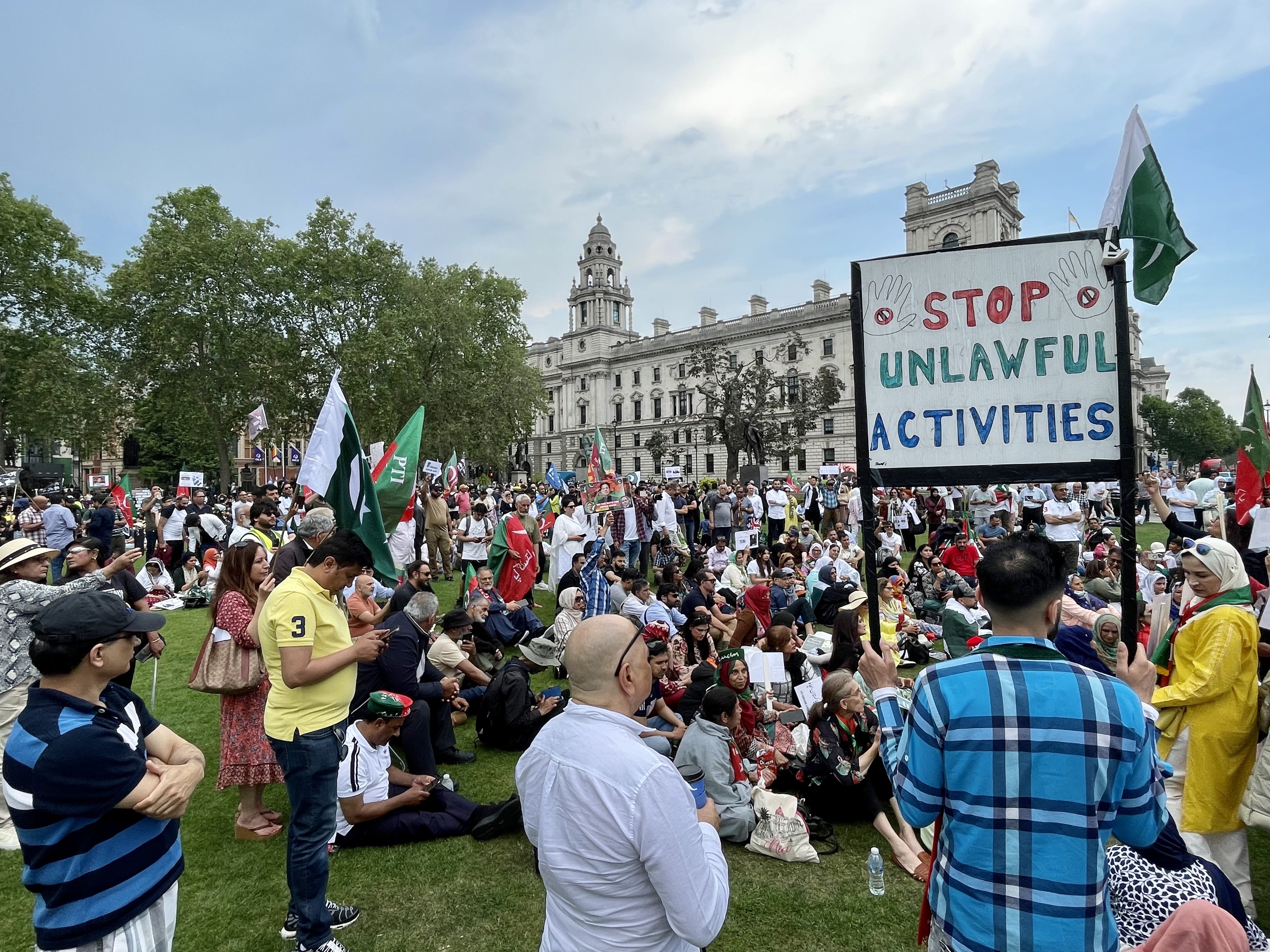 Supporters of Pakistan's Imran Khan protest in London, the UK