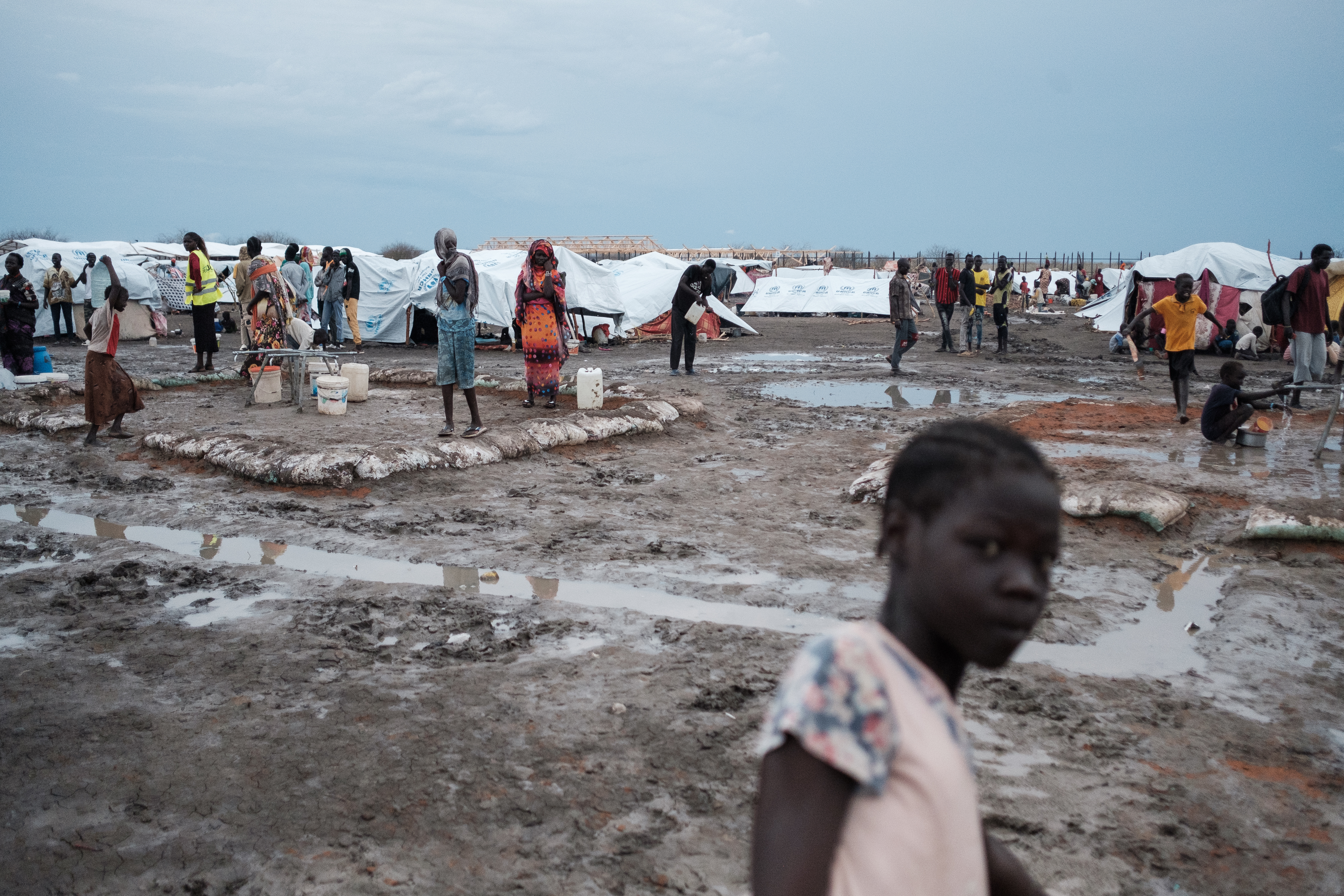 Returnees staying at the transit centre in Renk