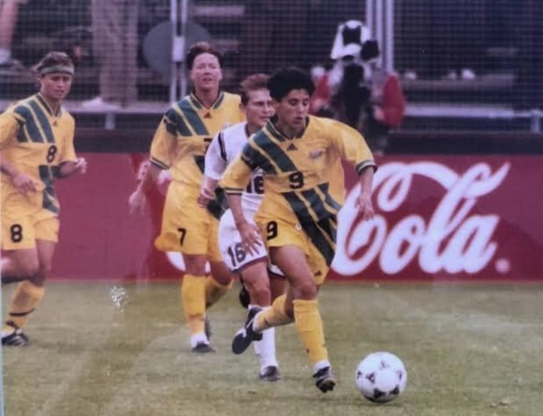 Australian player Angela Ianotta in action against the US in the 1995 Women's World Cup