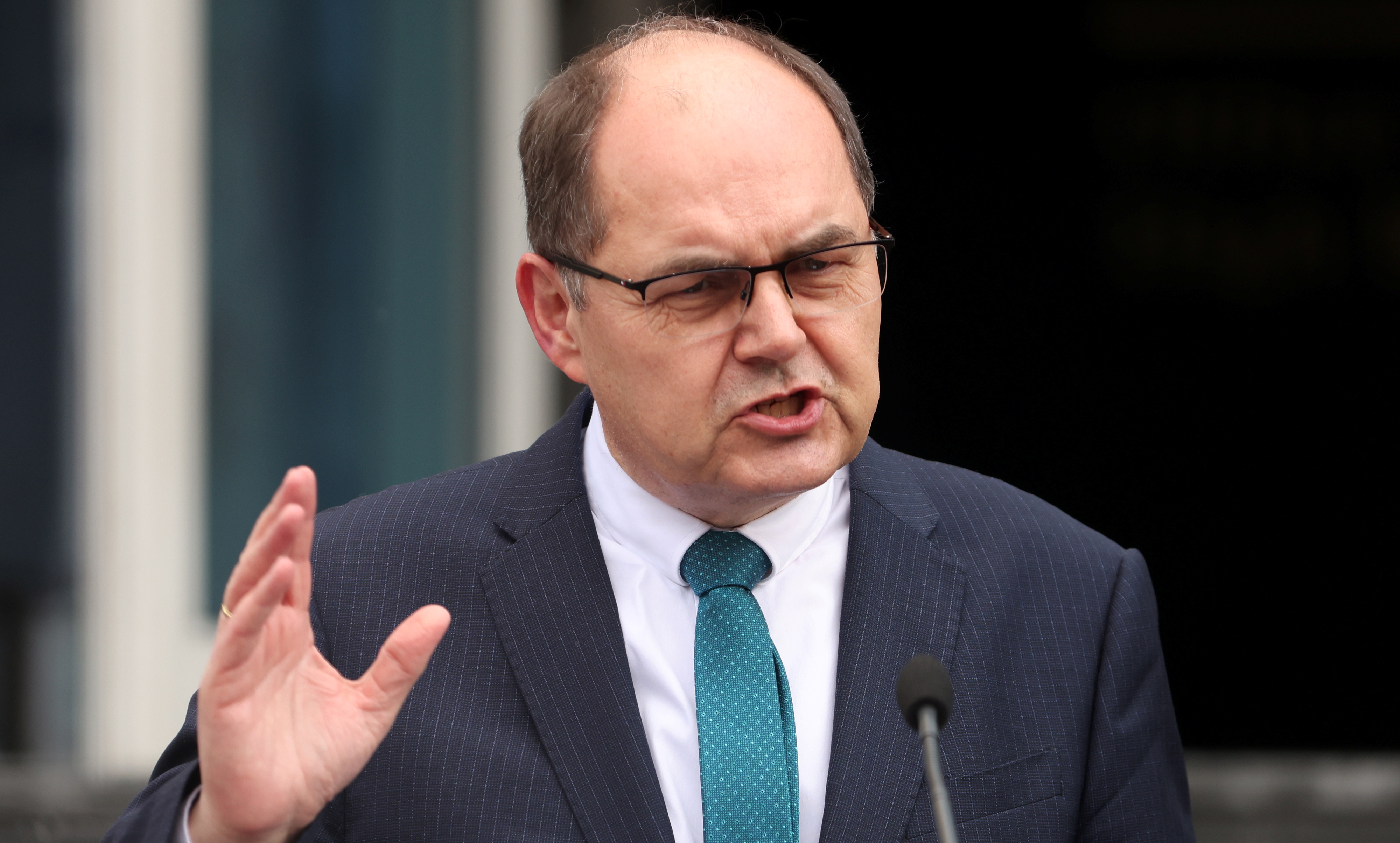 Christian Schmidt, the High Representative for Bosnia and Herzegovina speaks during a news conference in Sarajevo speaks during a news conference in Sarajevo, Bosnia and Herzegovina March 10, 2022.