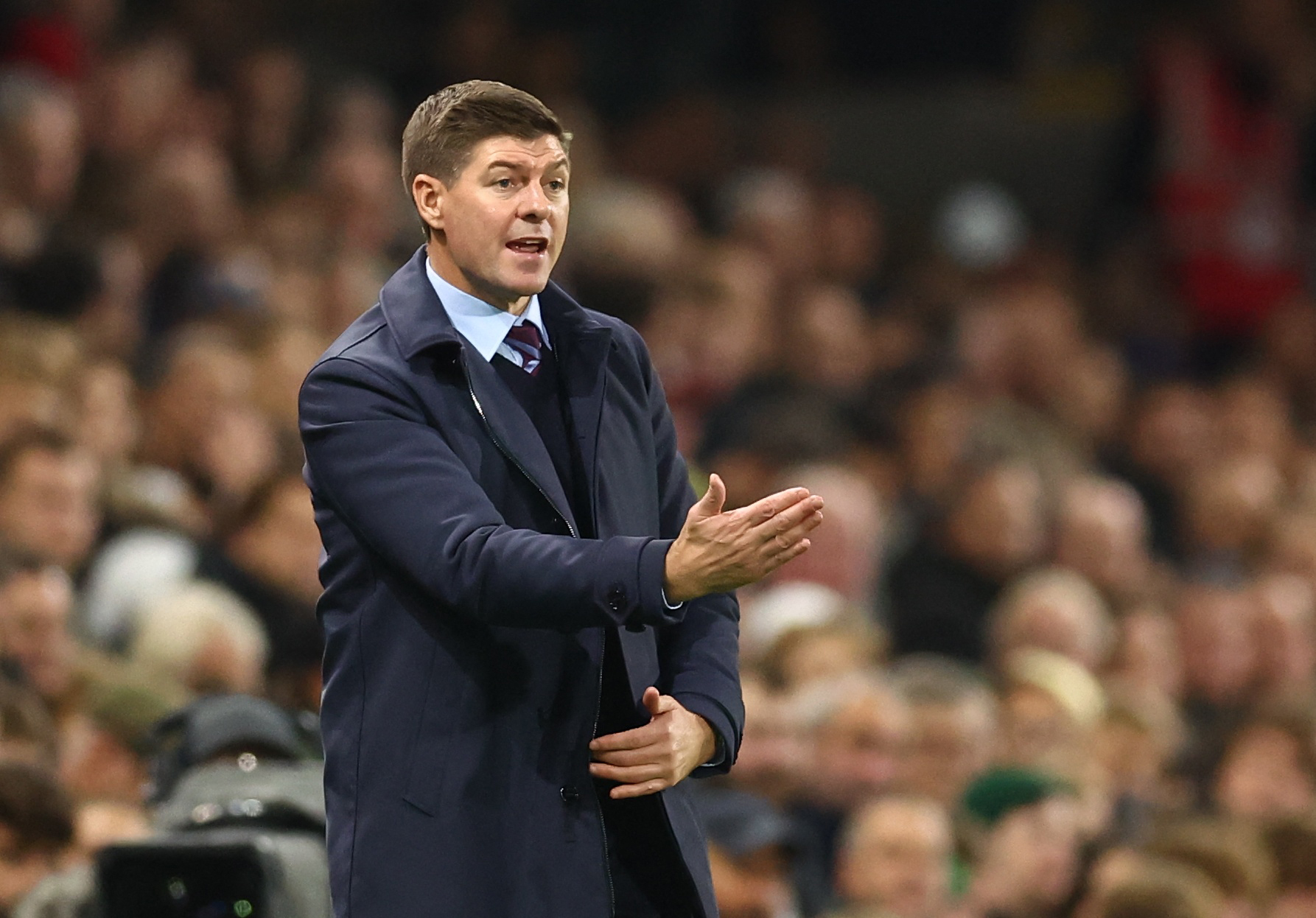 Steven Gerrard gesticulates