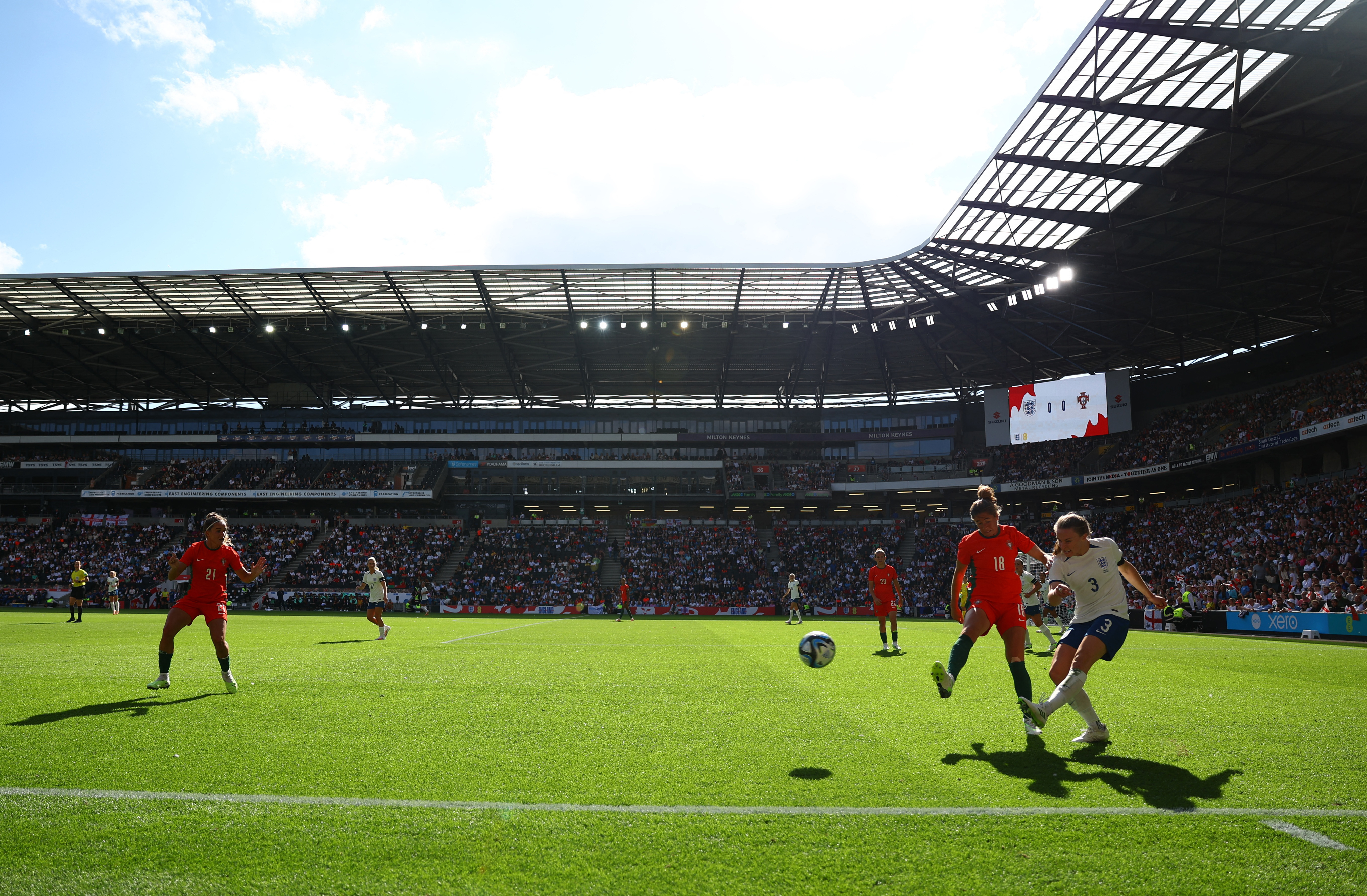 A women's international friendly between England and Portugal