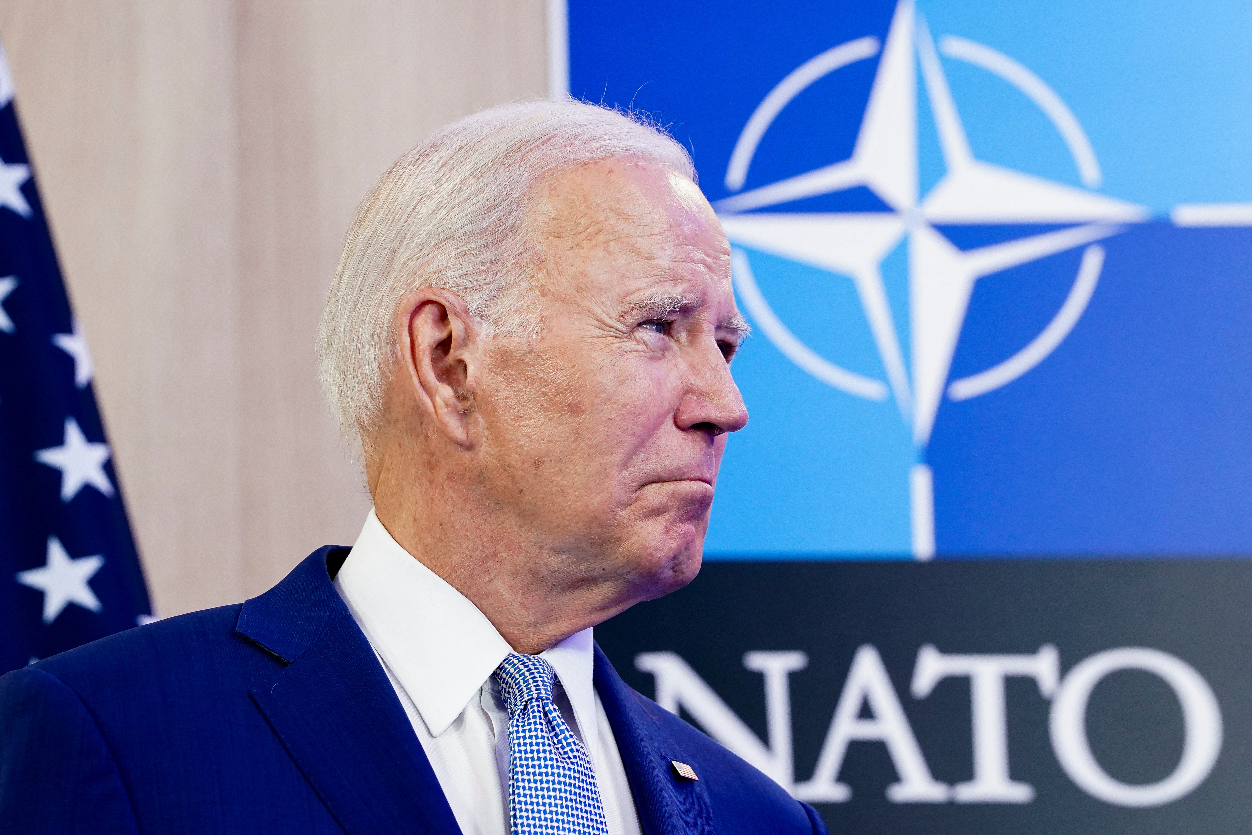 U.S. President Joe Biden addresses the media with NATO Secretary-General Jens Stoltenberg in Vilnius, Lithuania