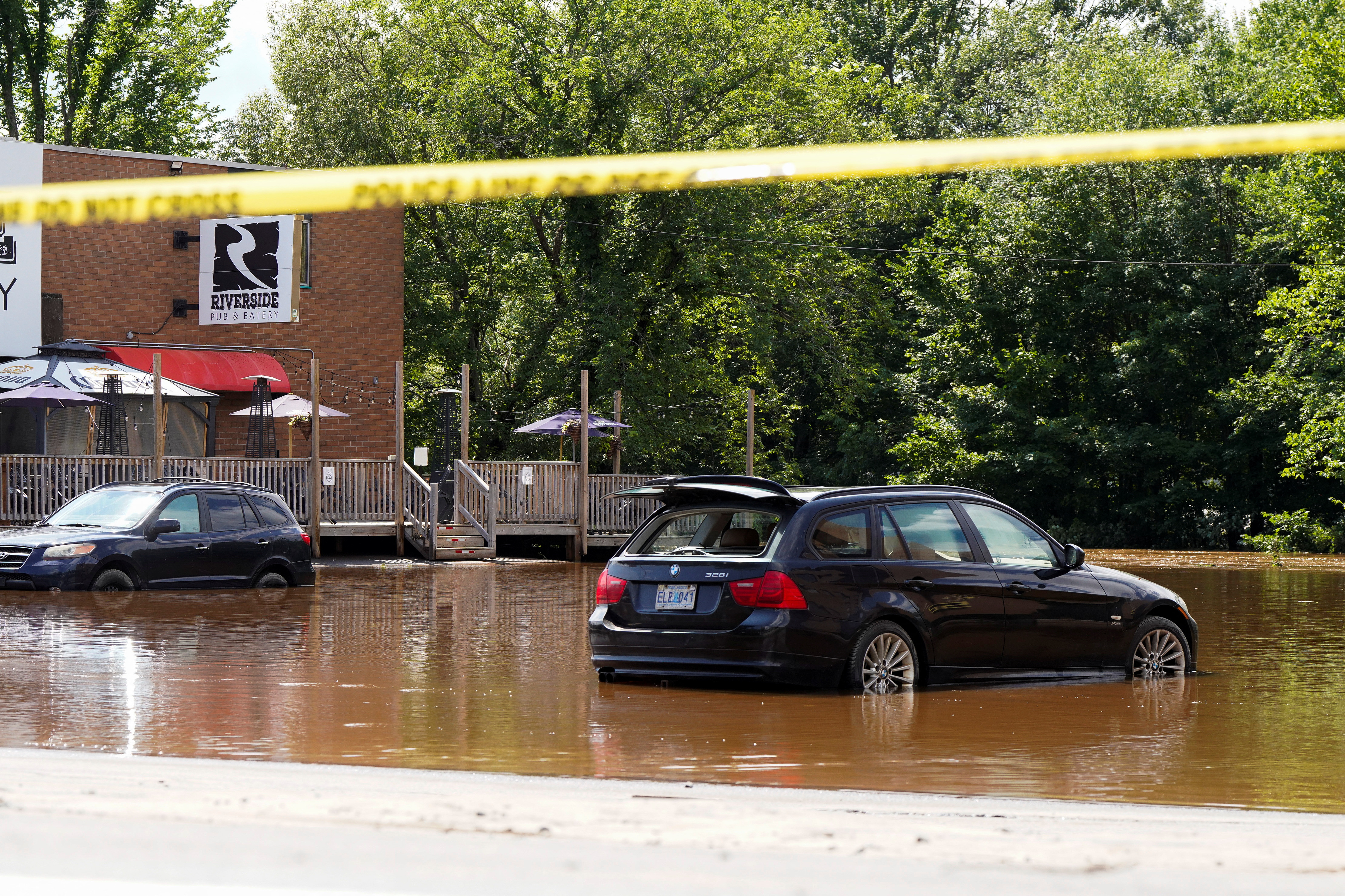 Vehicles stuck in flood water
