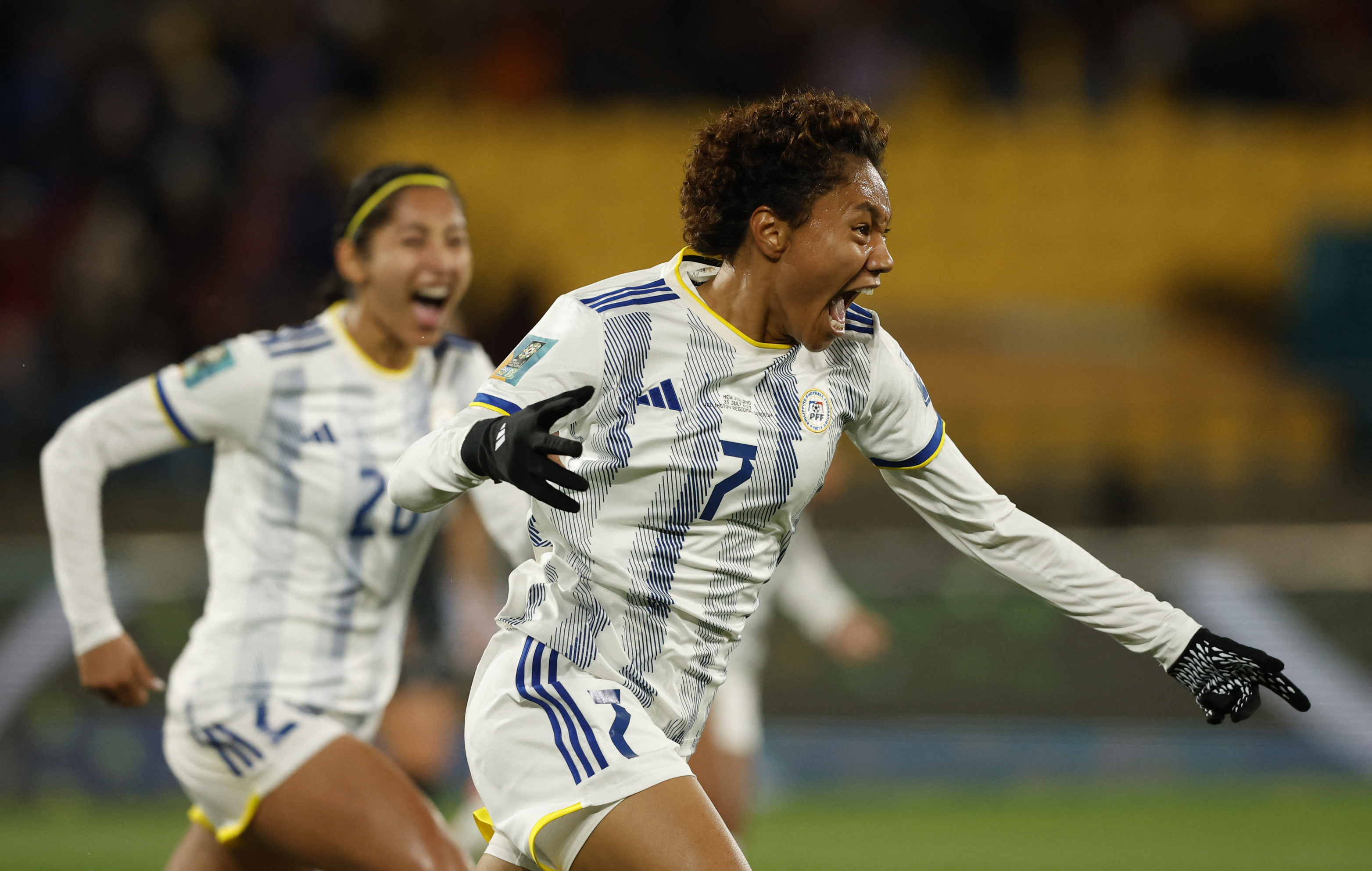 Philippines' Sarina Bolden celebrates scoring their first goal
