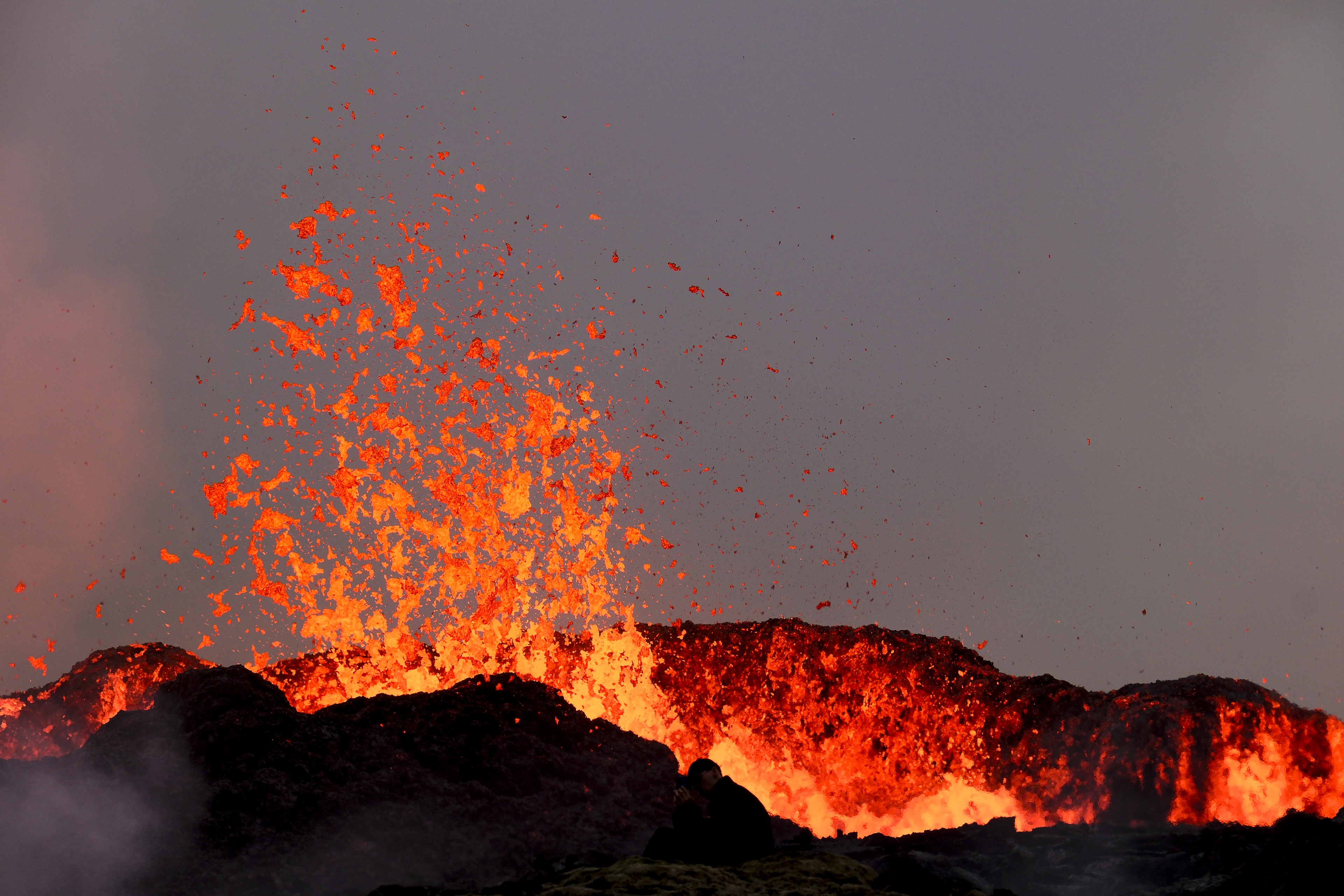 volcanic eruption near Litli Hrutur, south-west of Reykjavik