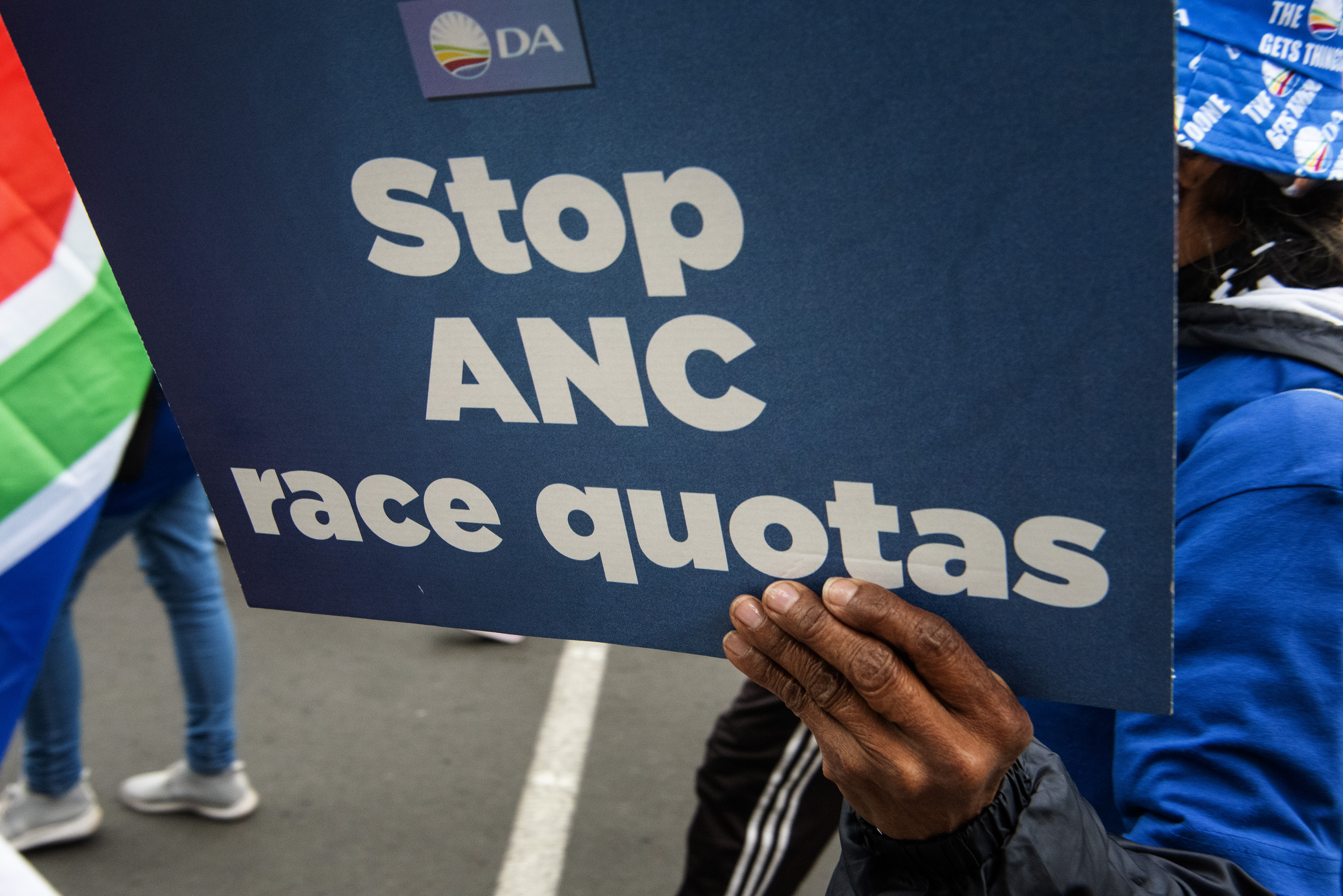 A sign protesting the employment equity act in south Africa