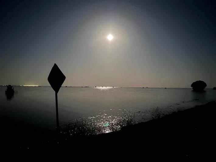 Tulare Lake under a full moon