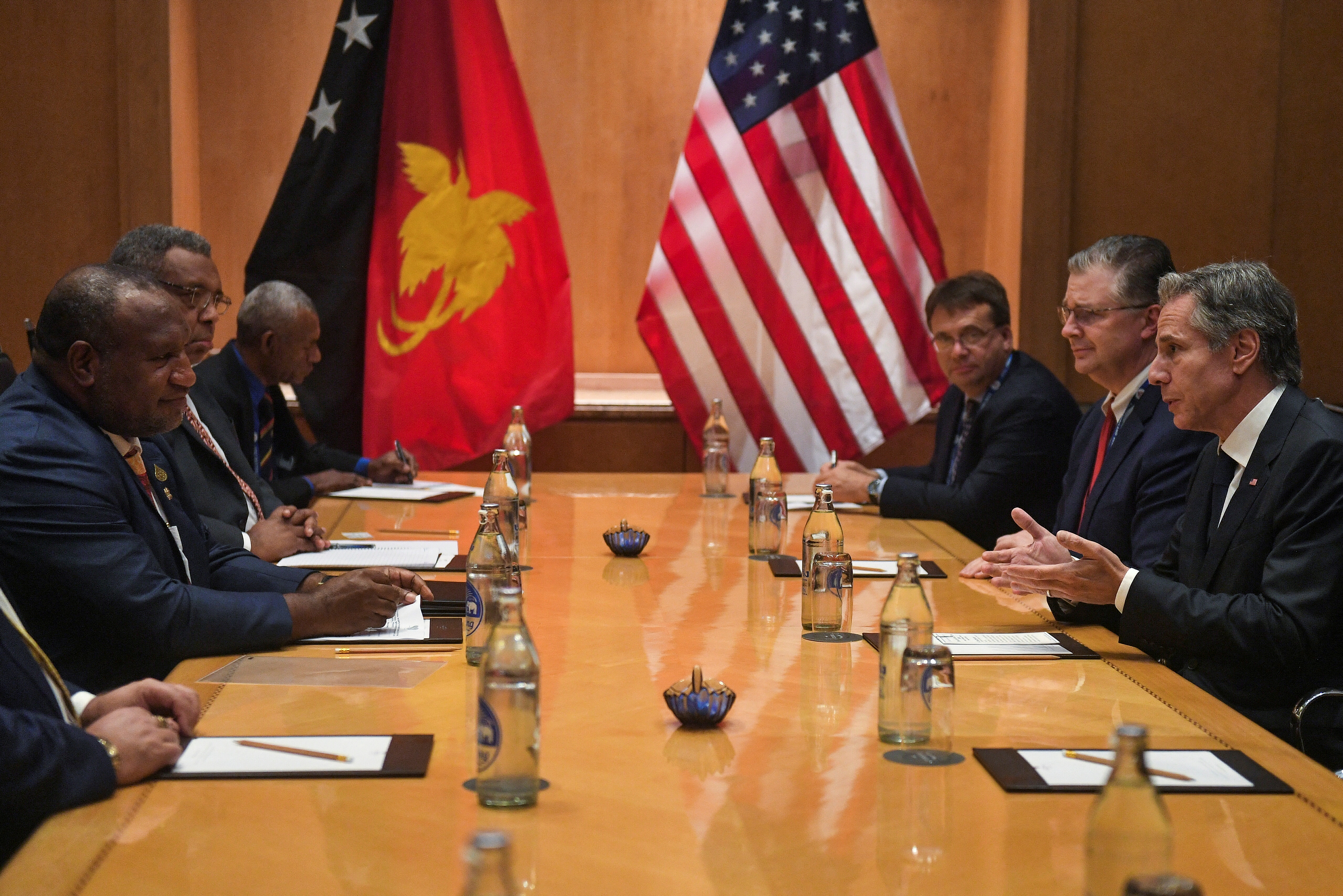 U.S. State Secretary Antony Blinken attends a bilateral meeting with Papua New Guinea's Prime Minister James Marape, on the sidelines of APEC summit, in Bangkok, Thailand November 17, 2022. REUTERS/Chalinee Thirasupa/Pool
