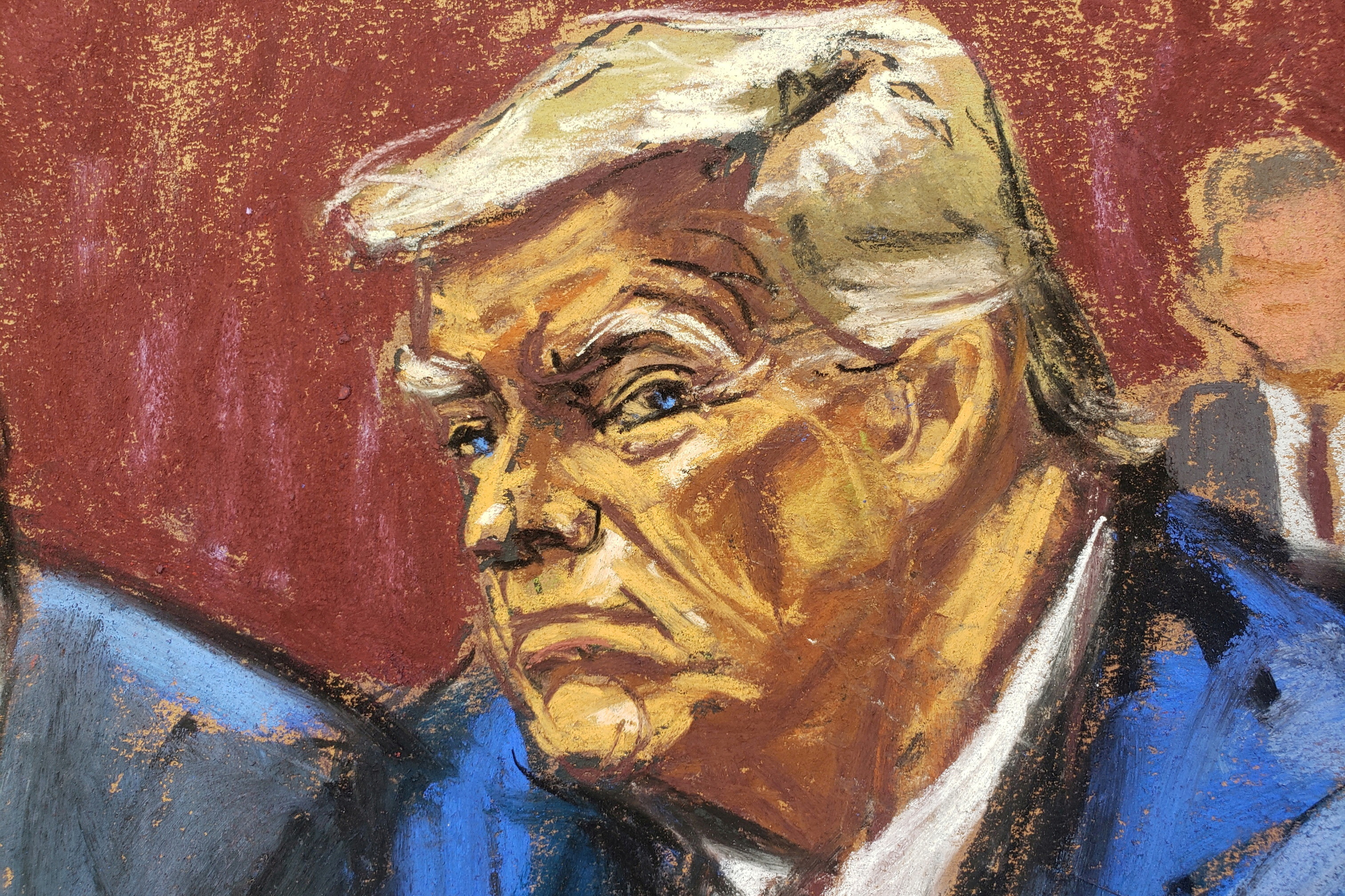 Trump appears on classified document charges after a federal indictment at a US court in Miami, Florida, June 13, 2023 in a courtroom sketch