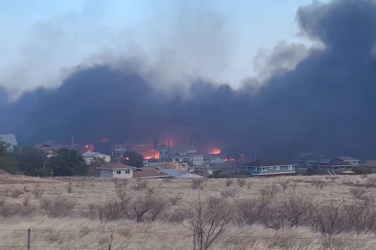 Wildfire is seen in Maui, Hawaii