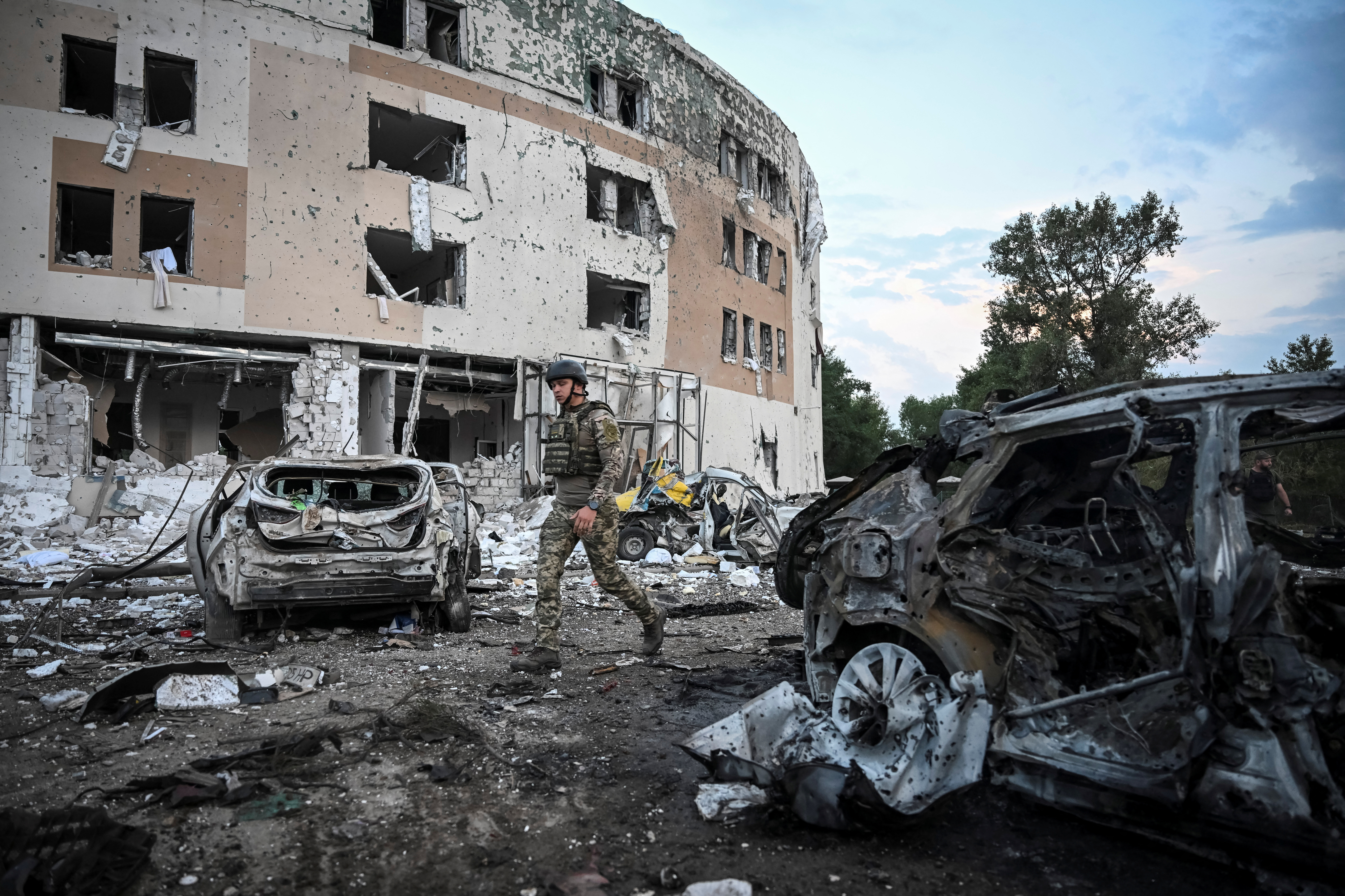 A view shows a site of a Russian missile strike, amid Russia's attack on Ukraine, in Zaporizhzhia, Ukraine August 10, 2023