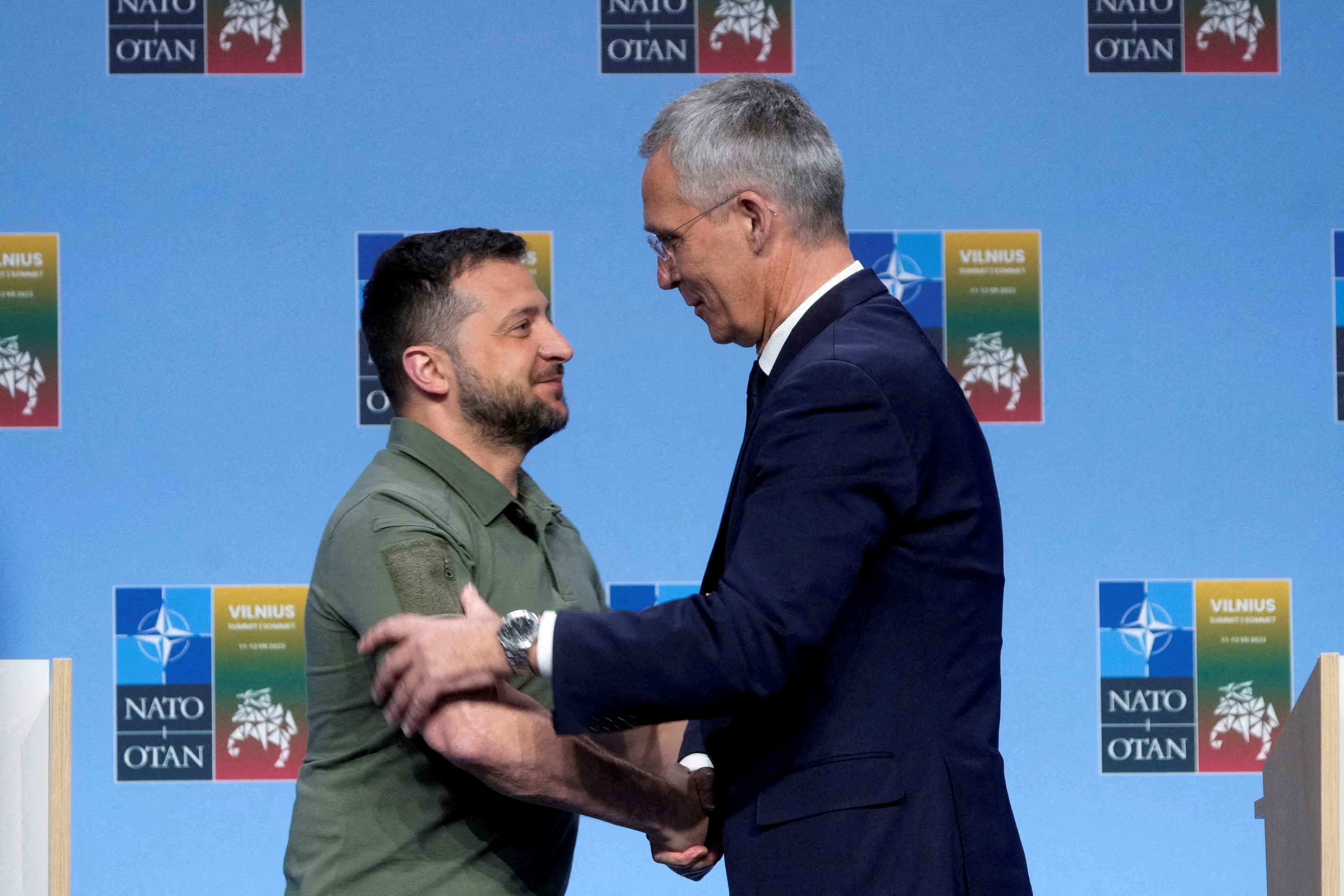 Ukraine's President Volodymyr Zelenskyy and NATO Secretary-General Jens Stoltenberg
