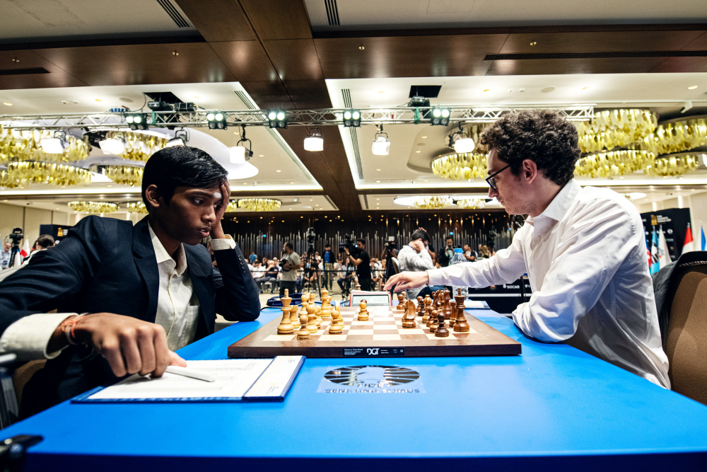 R Praggnanandhaa vs Fabiano Caruana chess world cup