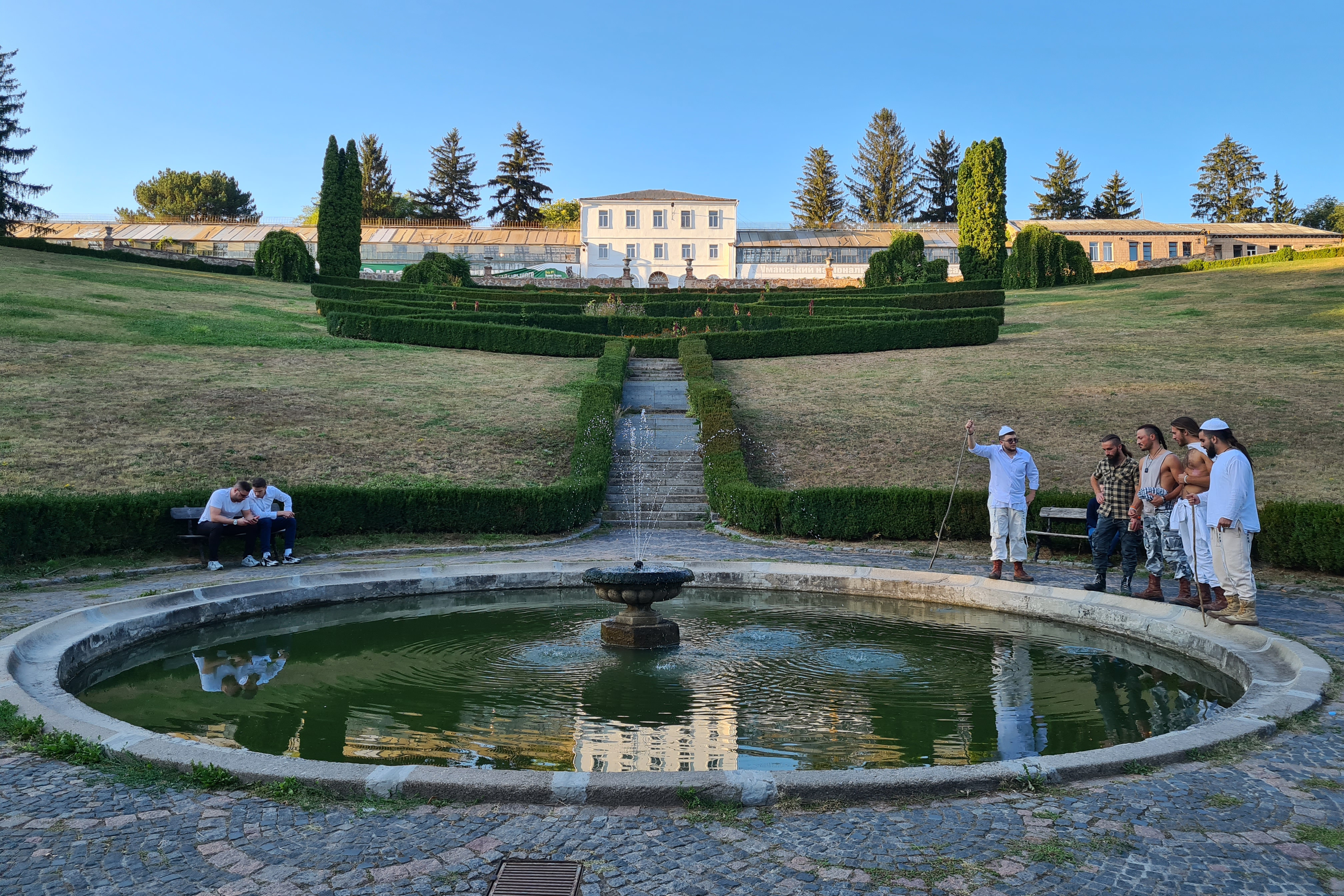 Pilgrims in the Sofiya park in central Uman