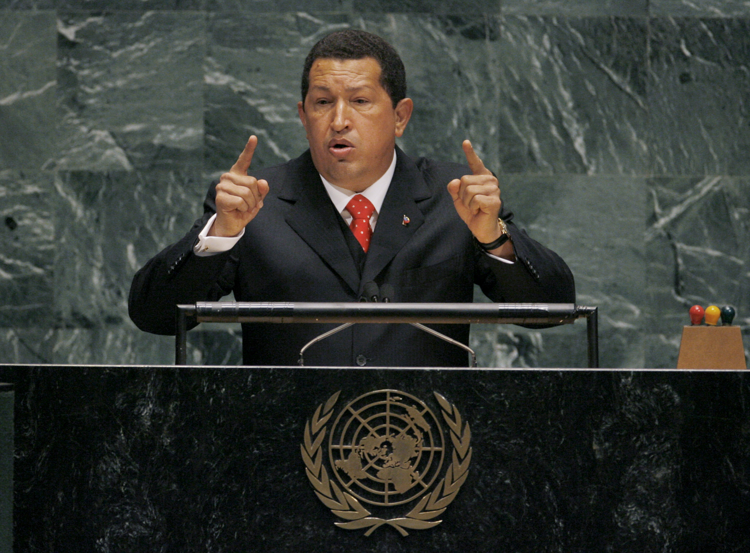 Hugo Chavez at UN podium