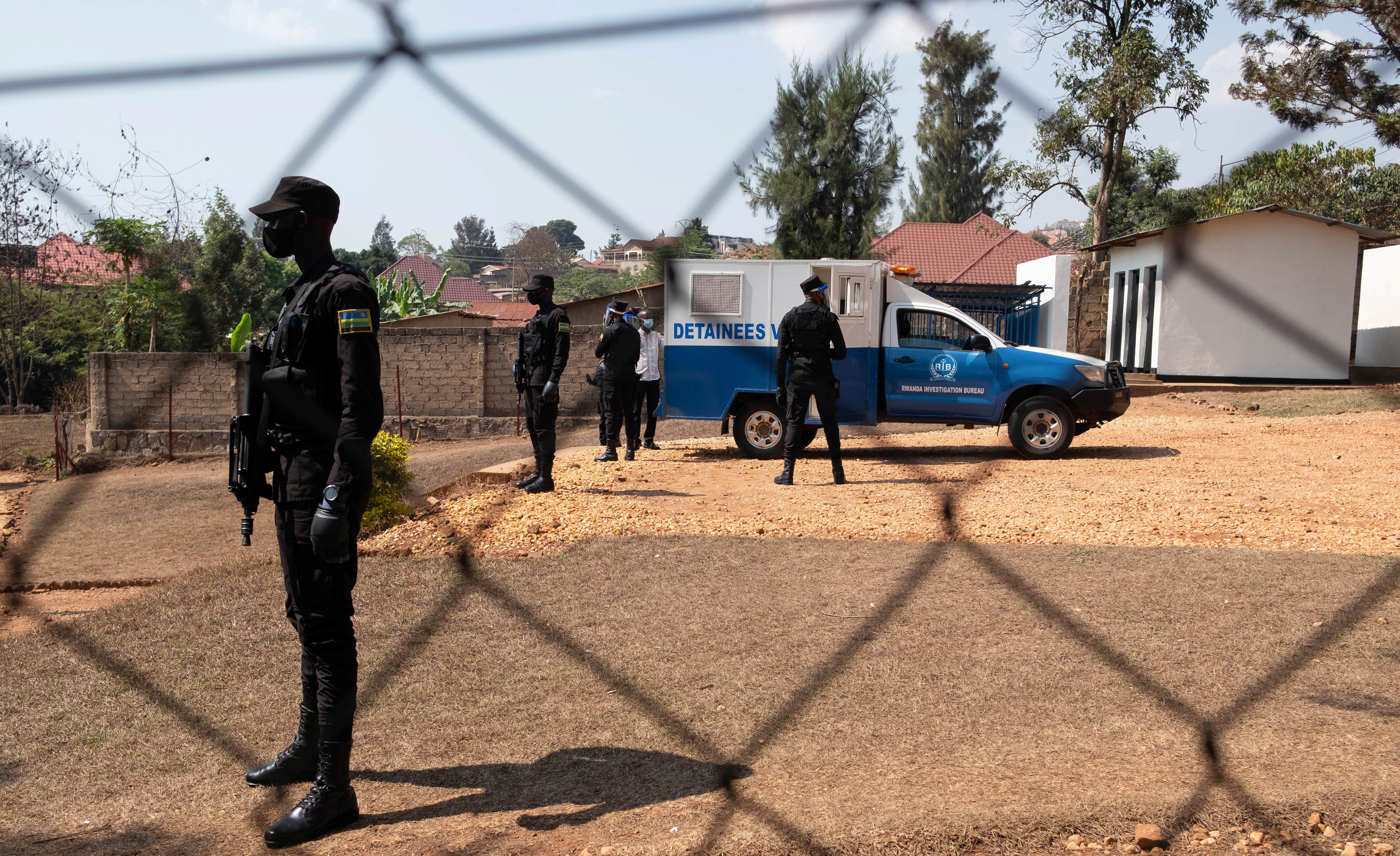 Rwandan police at the Kicyikuri primarily court in Kigali, Rwanda September 14, 2020