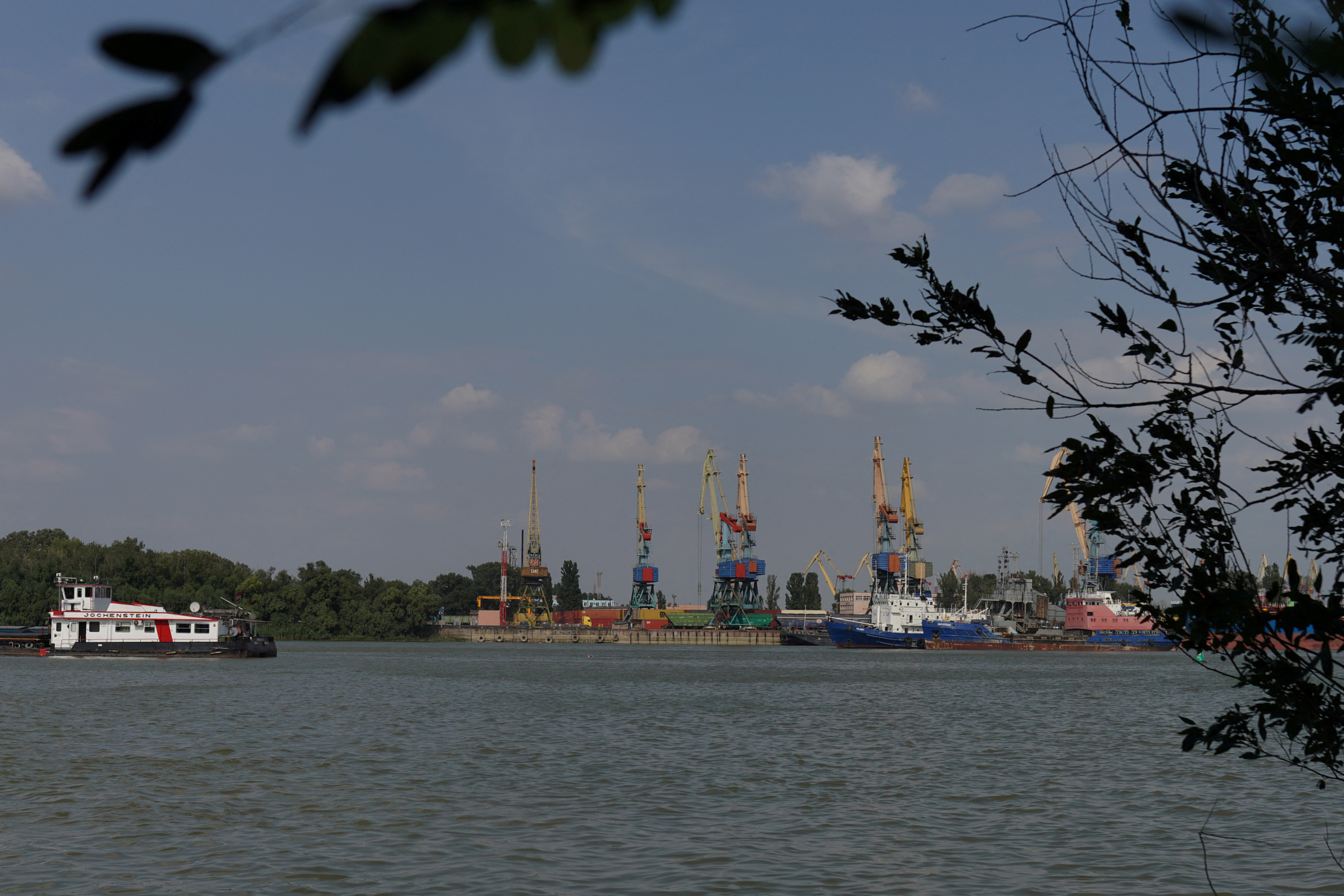The port of Izmail seen from Plauru, Romania.