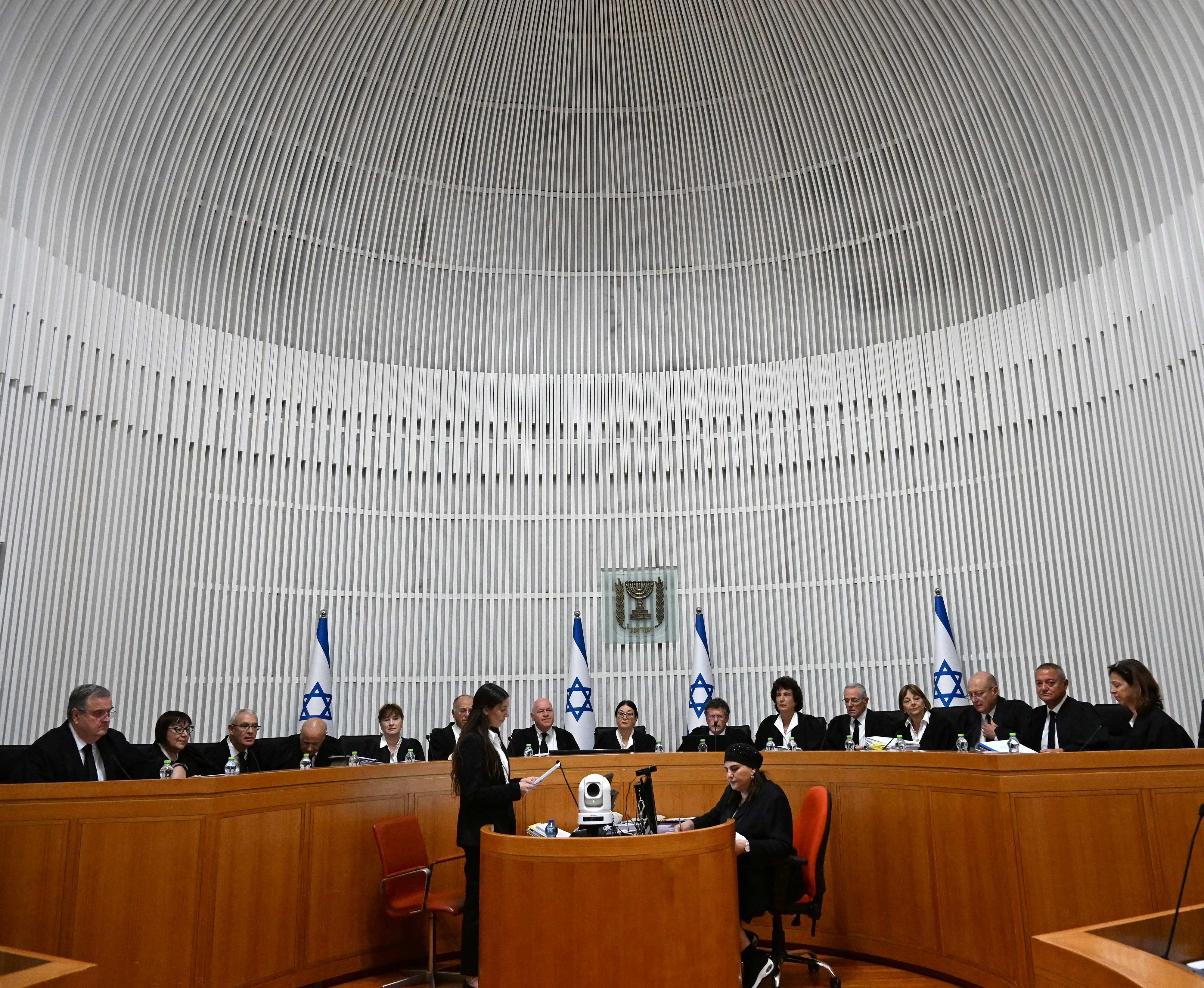 Israeli Supreme Court justices in the courtroom