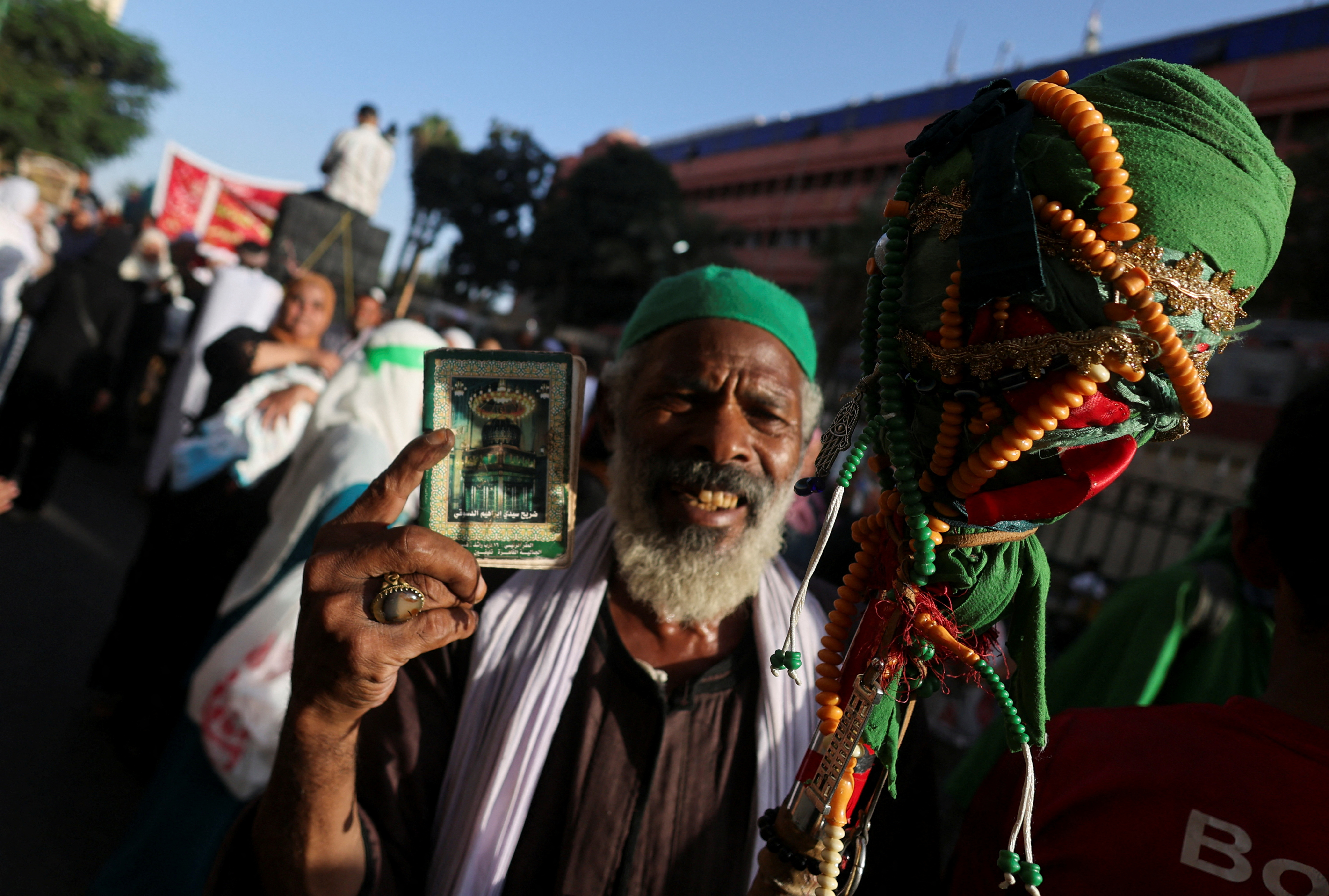 Sufi Muslims practice ritualised Zikr (invocation) as they celebrate "Mawlid al-Nabawi" or the birth of Prophet Mohammad in Al Azhar district, Old Cairo, Egypt, September 27, 2023. REUTERS/Amr Abdallah Dalsh