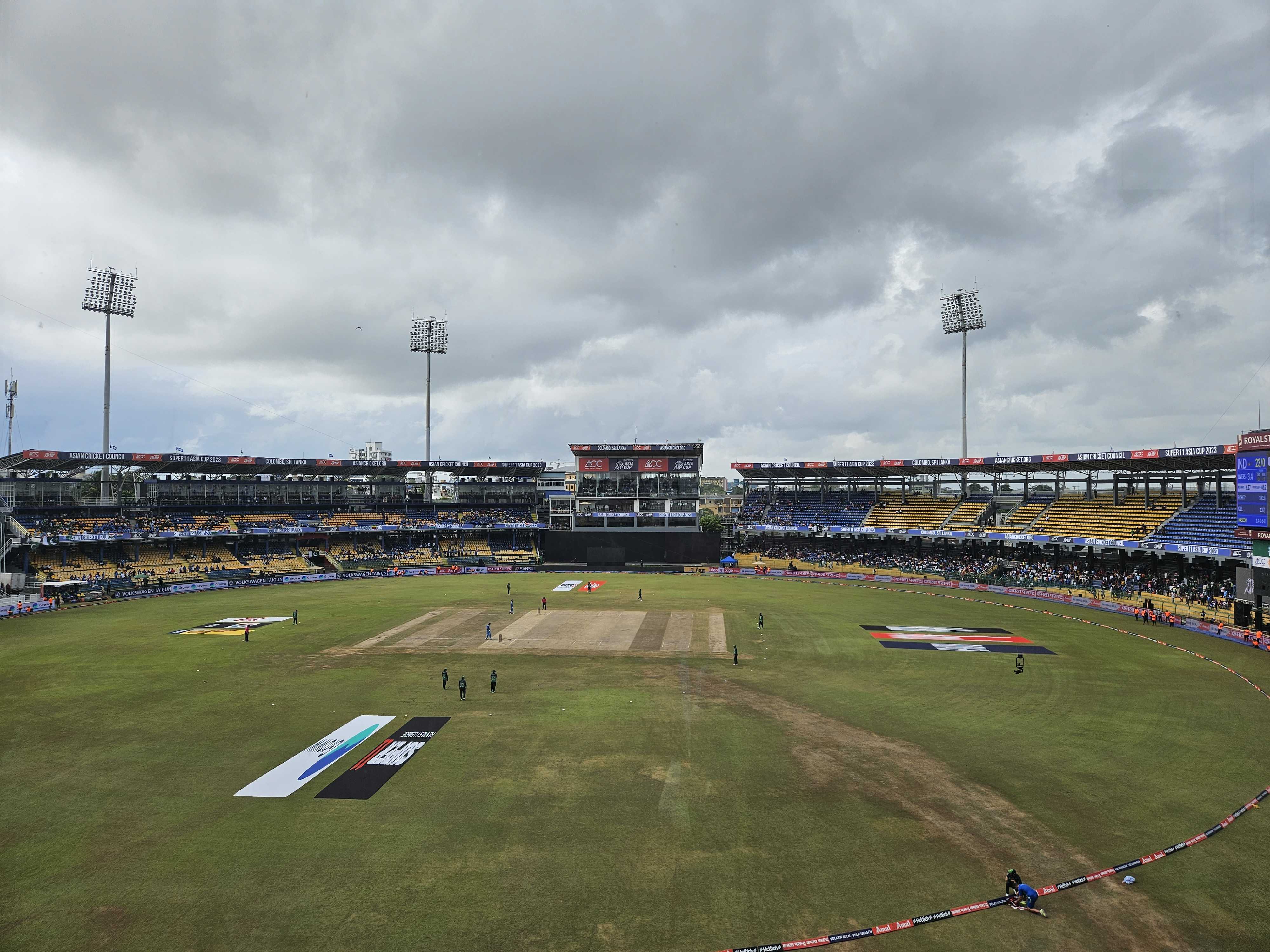A quarter full R Premadasa Stadium in Colombo, Sri Lanka.