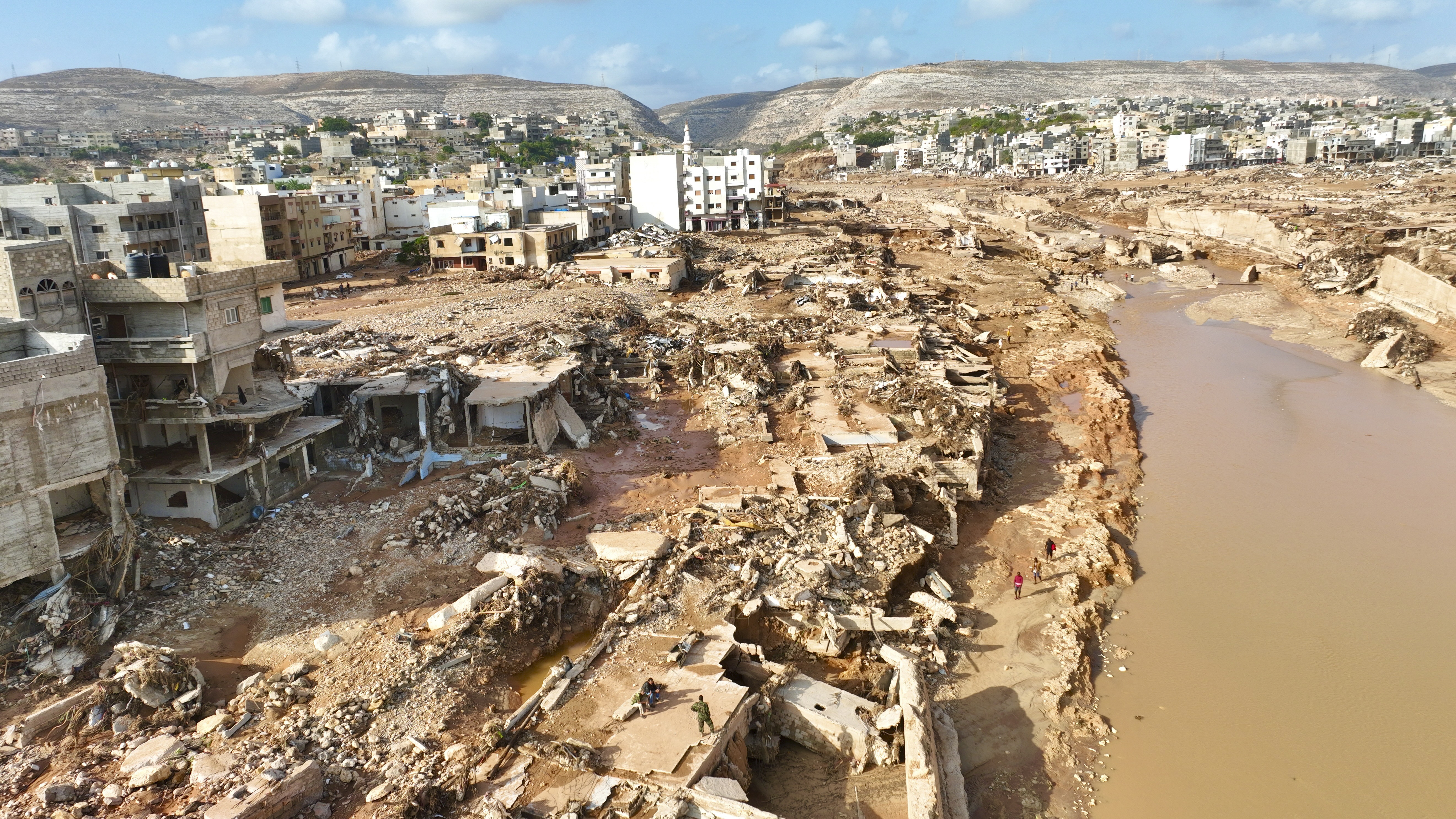 FILE - A general view of the city of Derna is seen on Sept. 12., 2023. For years, experts warned that floods pose significant danger to dams protecting nearly 90,000 people in northeast of Libya, repeatedly calling for immediate maintenance to the two structures outside the city of Derna. But successive governments in the divided and chaos-stricken North African nation did not heed their advice. (AP Photo/Jamal Alkomaty, File)