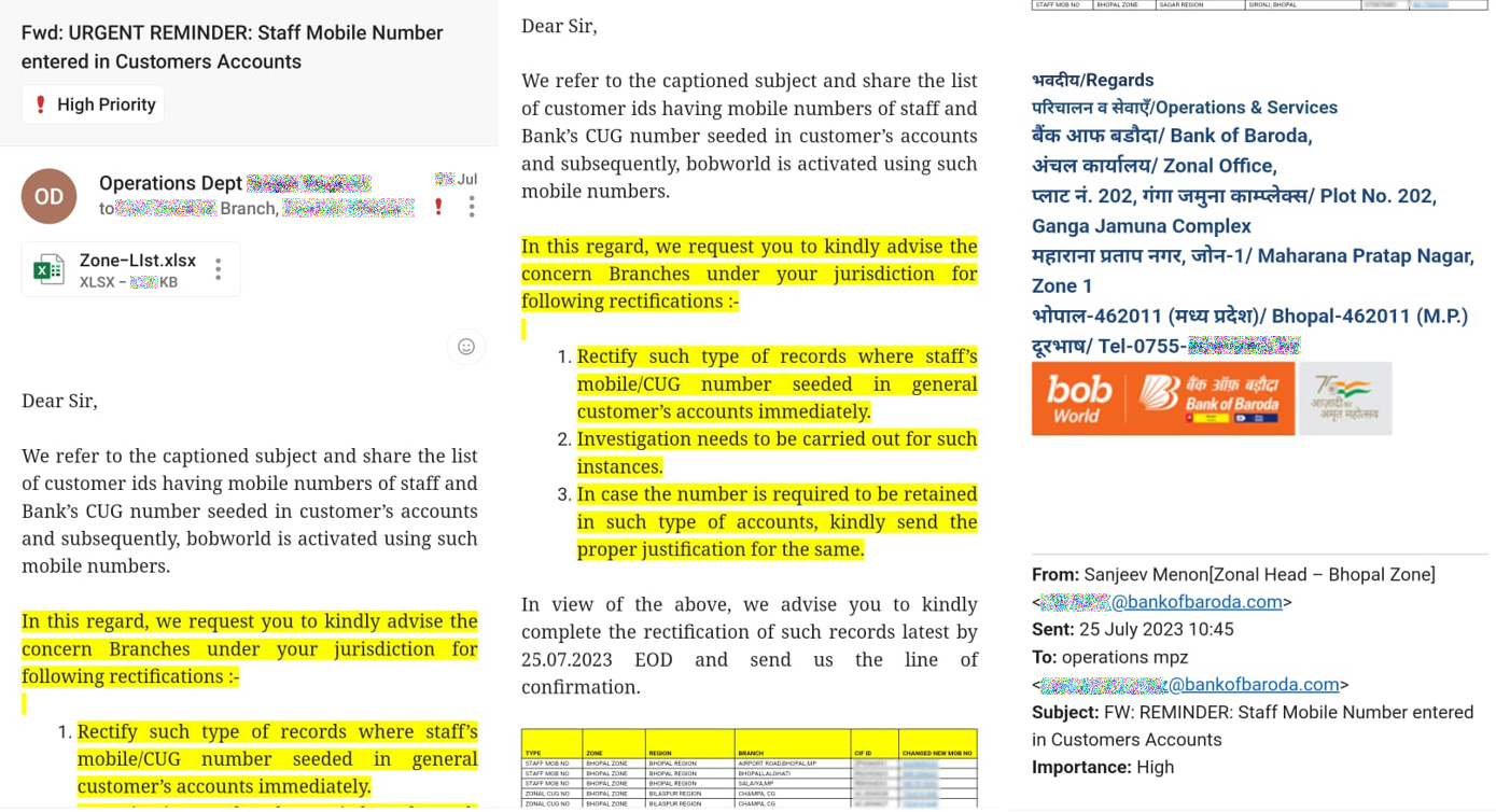 This email trickled down to the bank’s branches from the head office via their respective zonal and regional offices