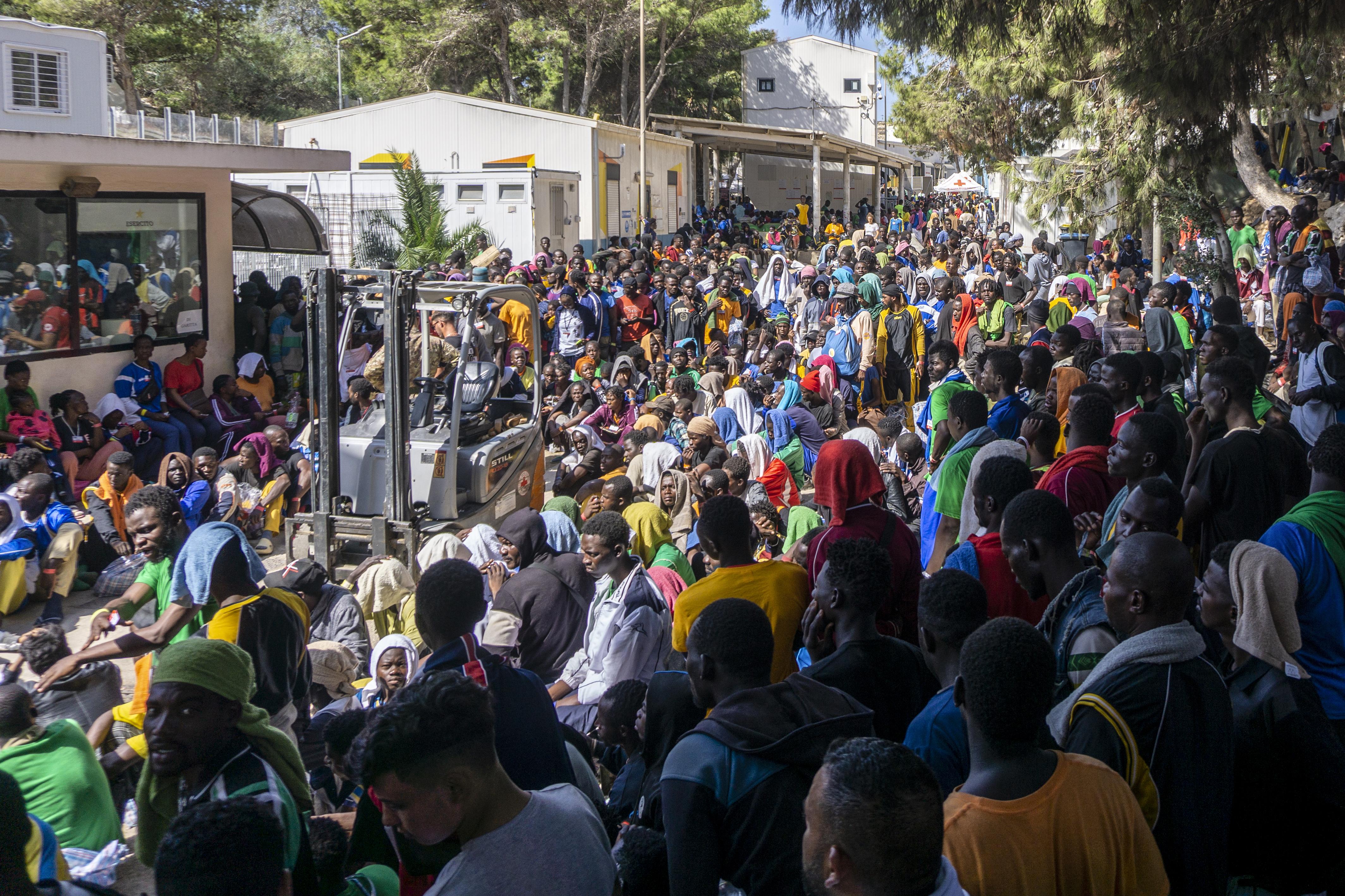 Migrants and refugees on the Sicilian island of Lampedusa, Italy