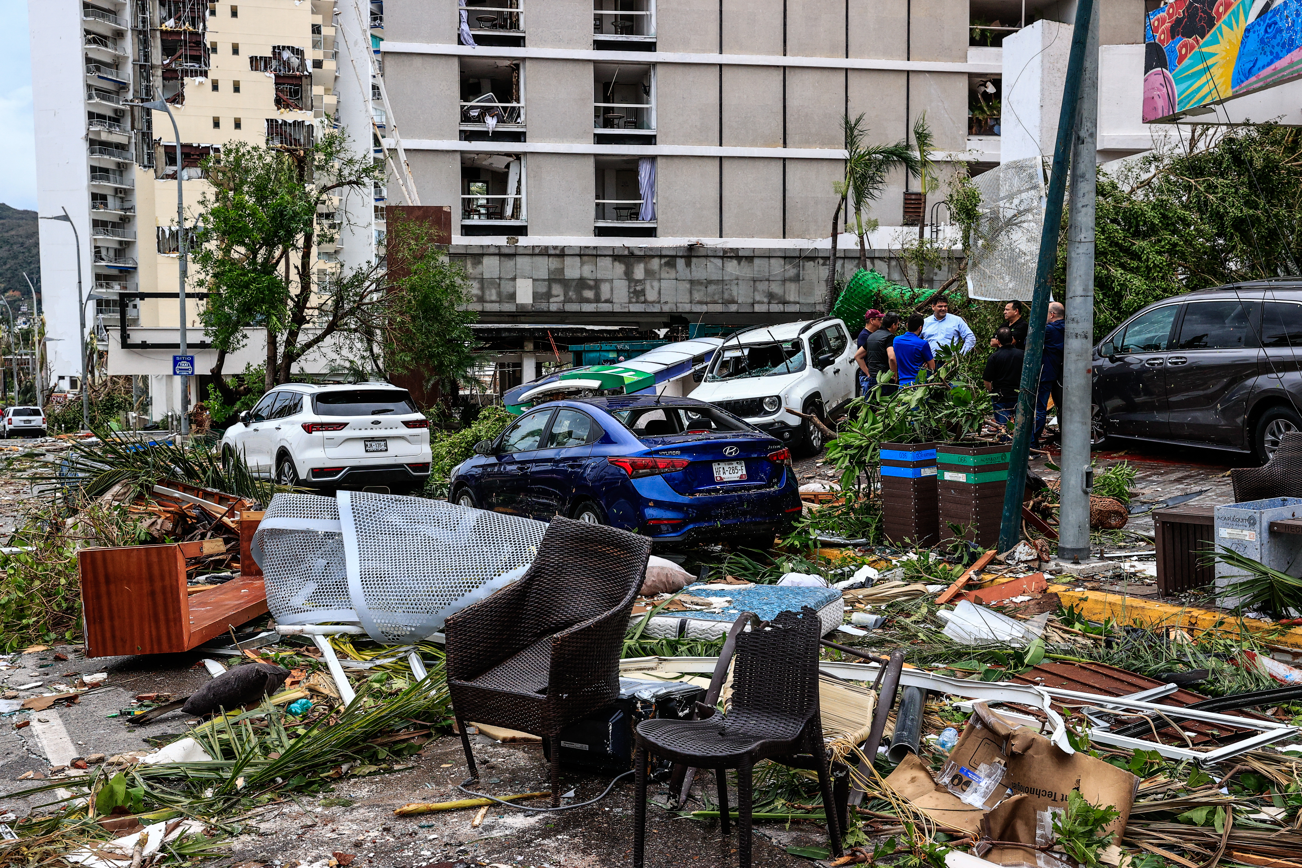 street affected by Hurricane Otis in the beach resort of Acapulco