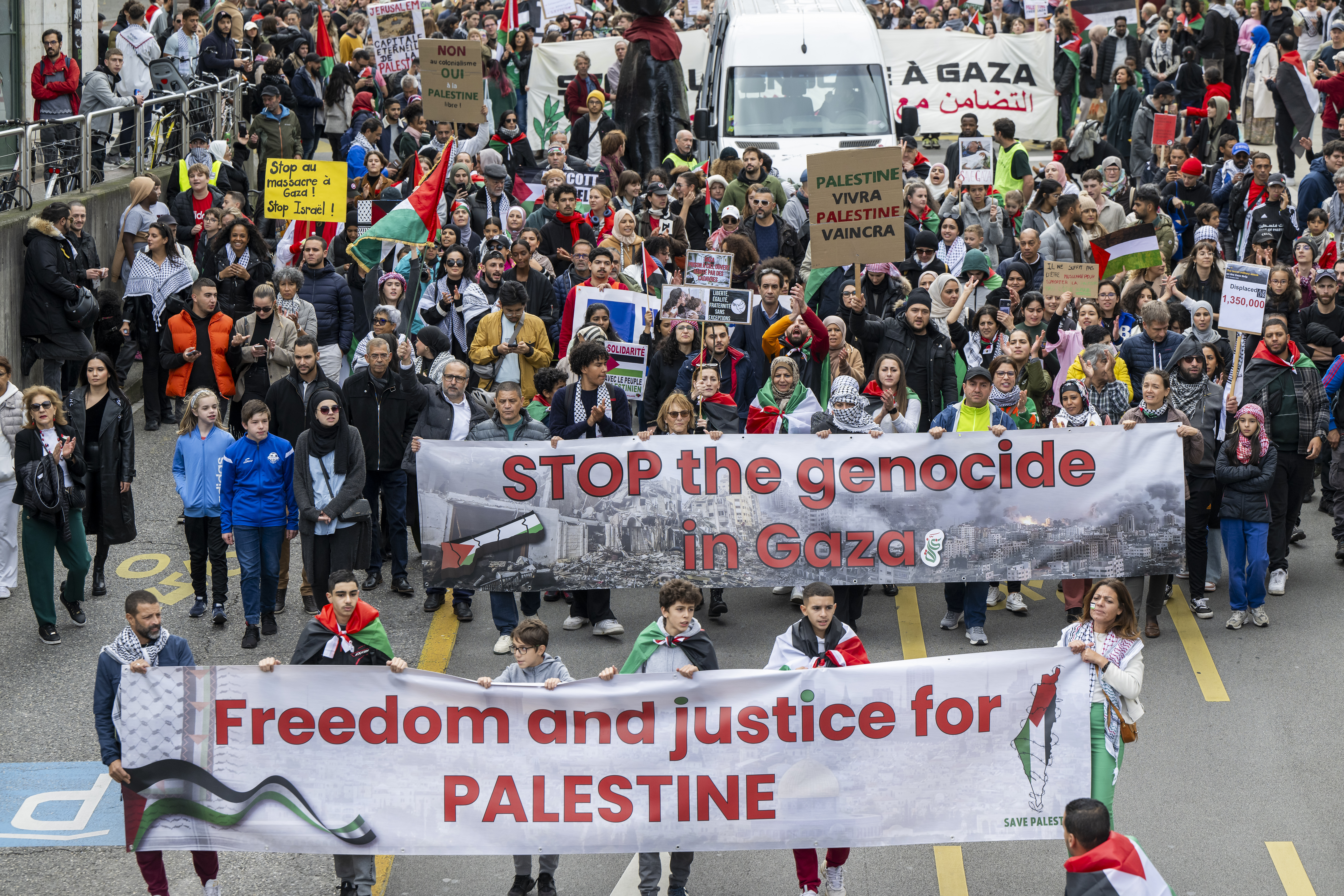 People protest in support of Palestinians, in Geneva,