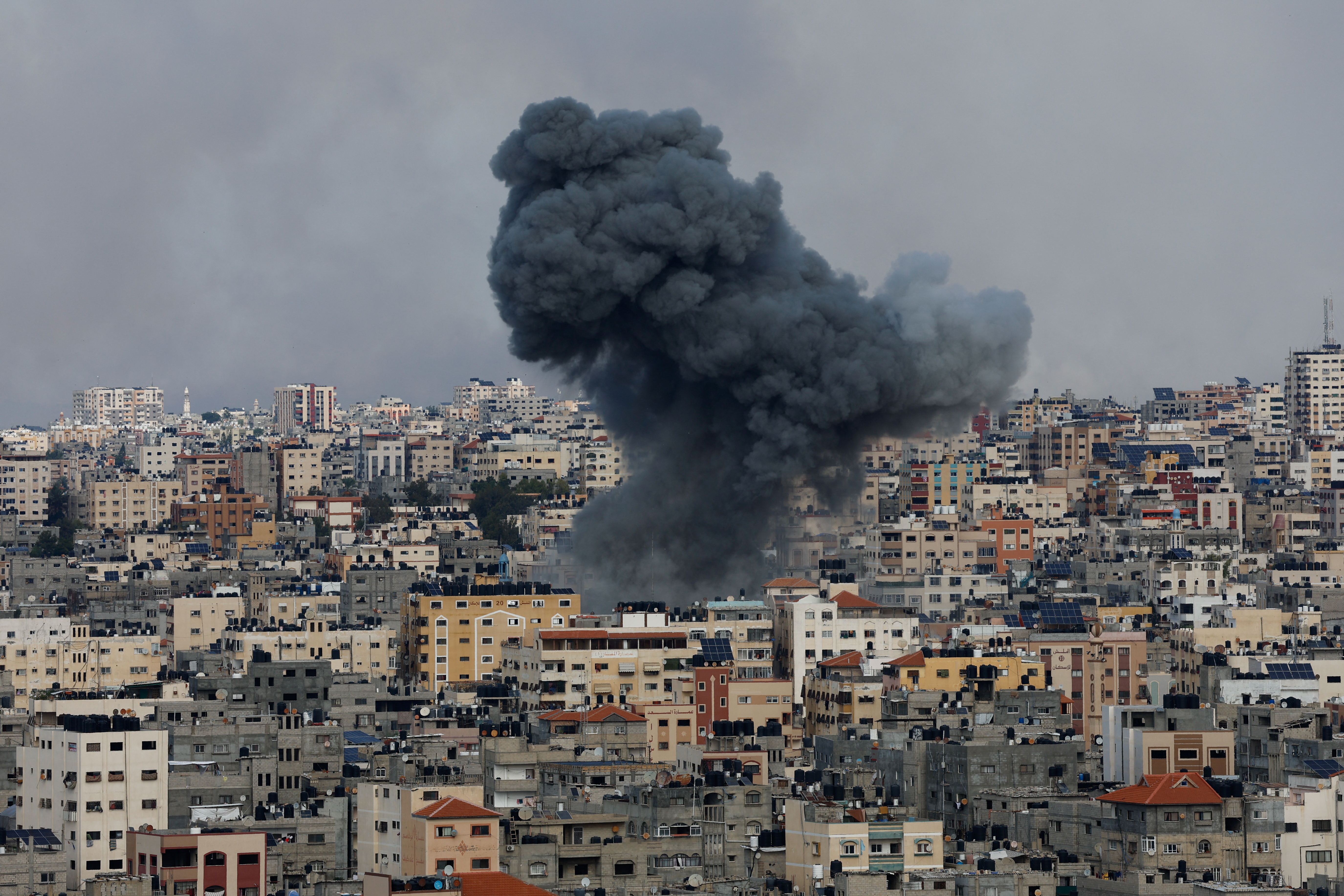 Smoke rises following Israeli strikes in Gaza