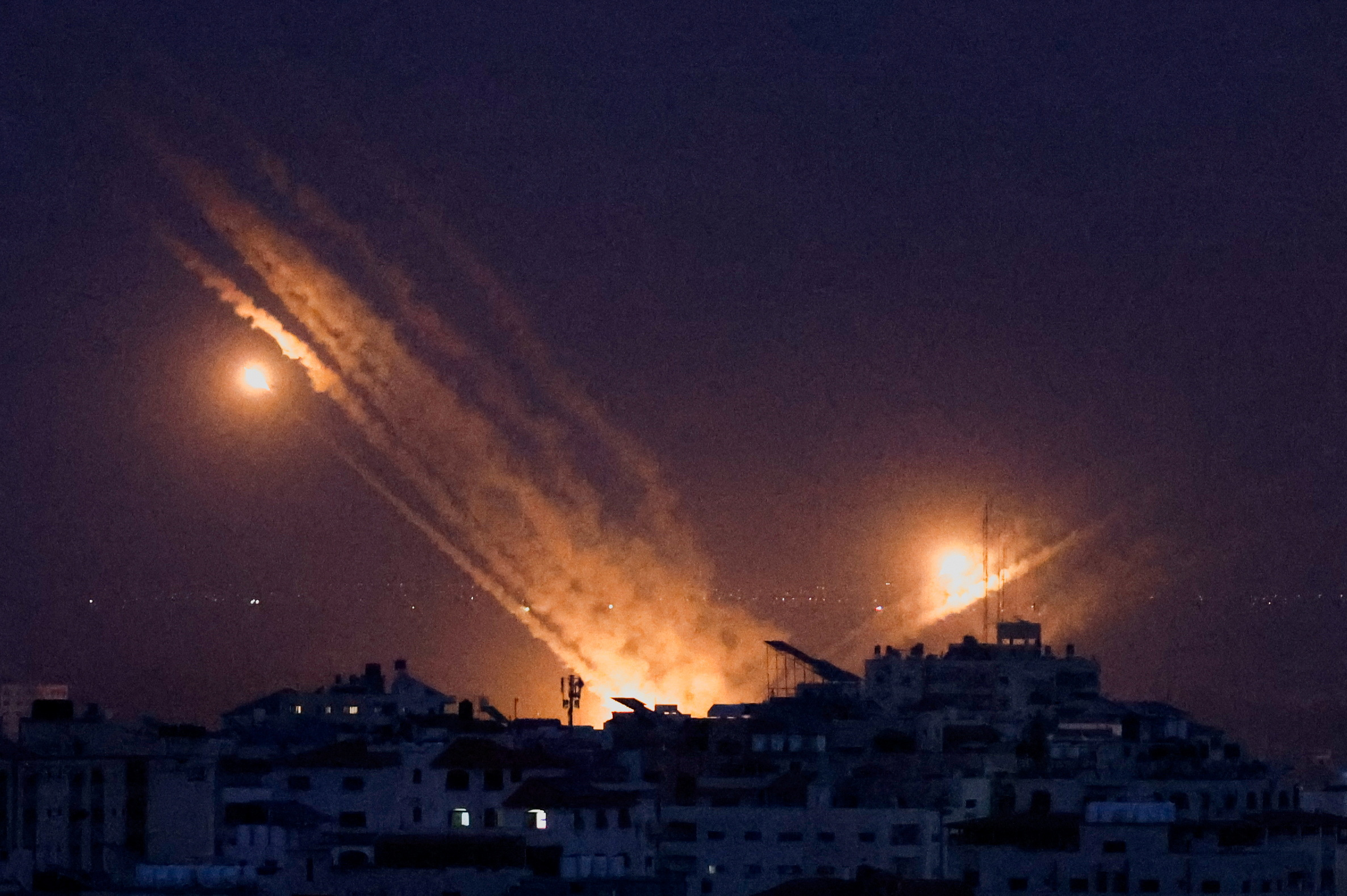Rockets are fired from Gaza towards Israel