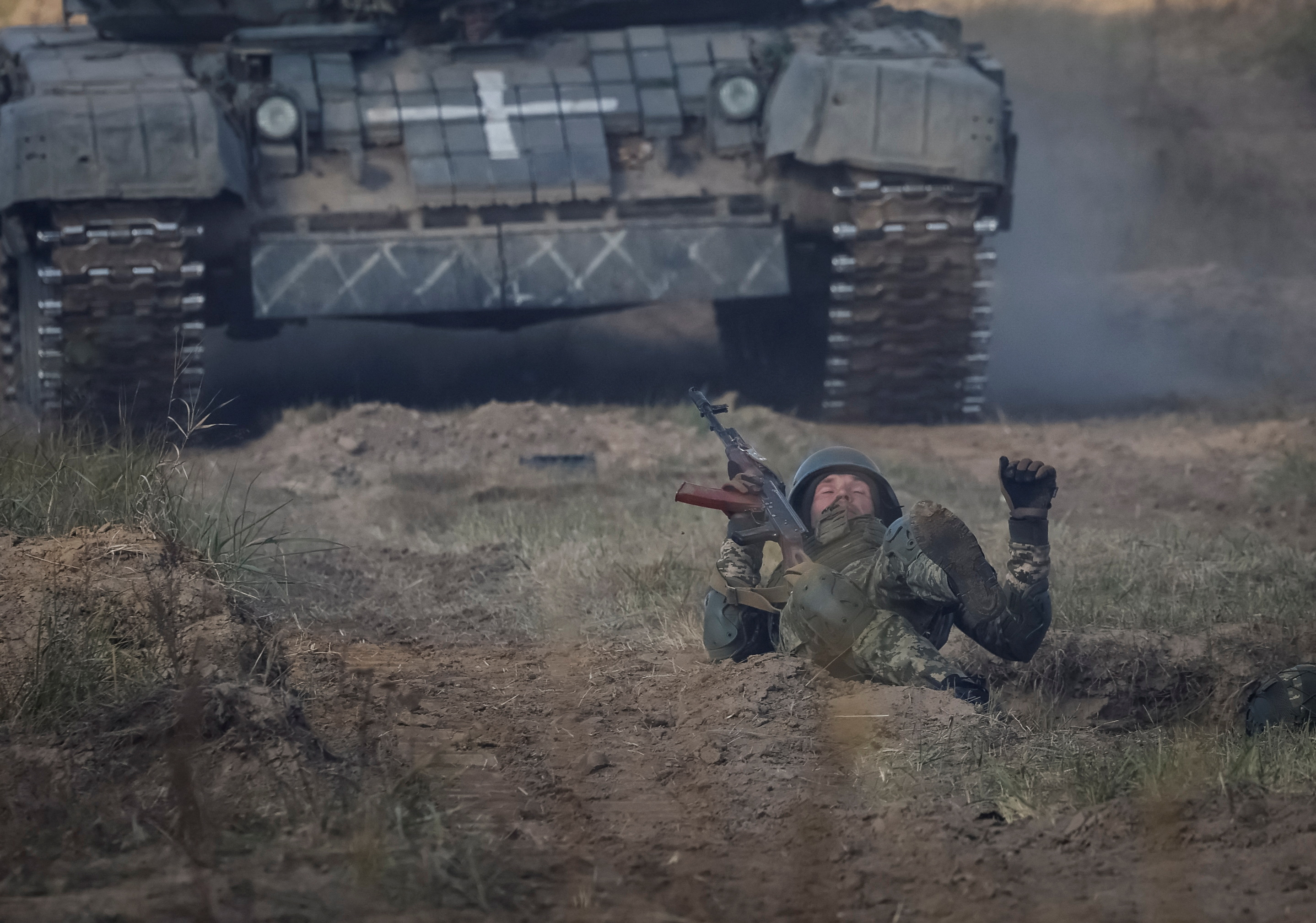 A Ukrainian serviceman attends an exercise in Chernihiv region, Ukraine, October 13