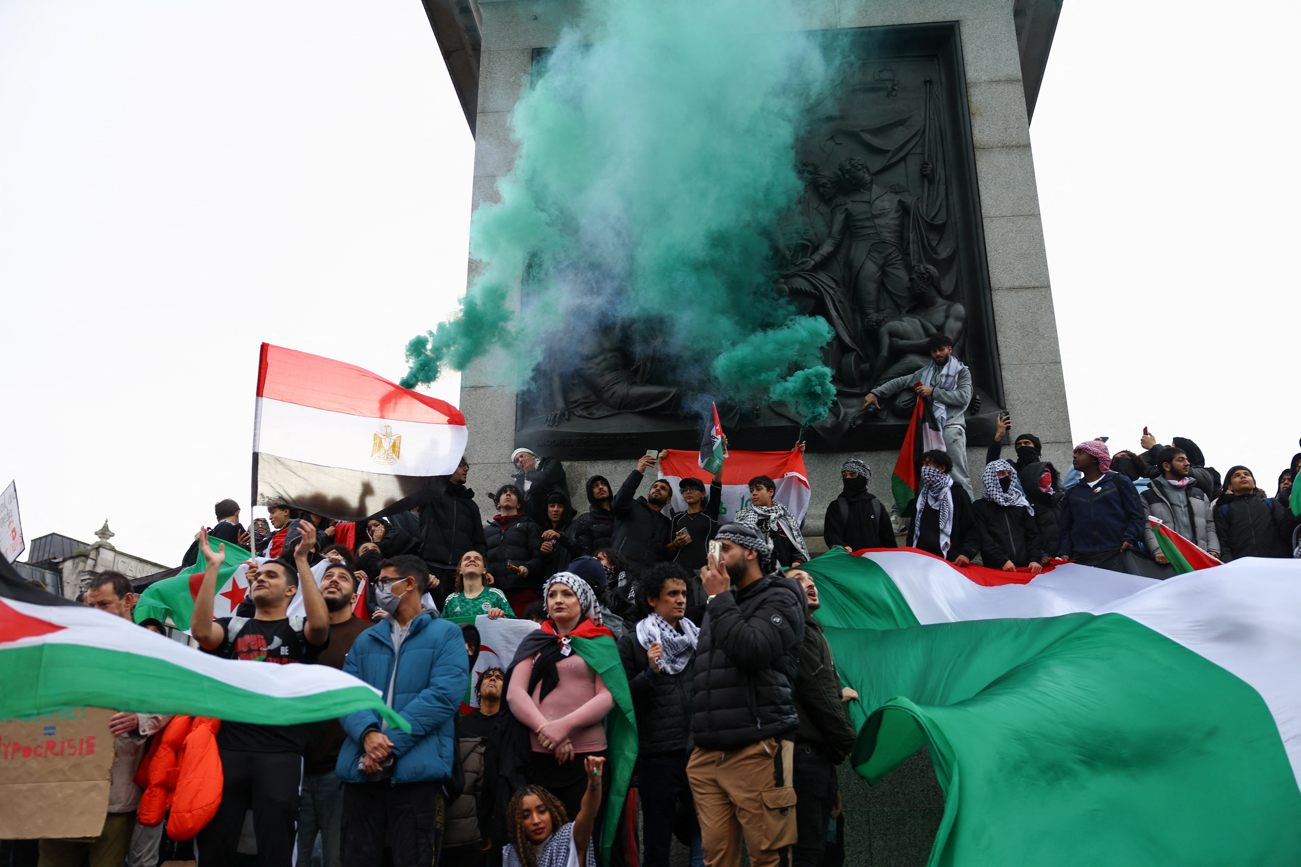 Demonstrators protest in solidarity with Palestinians in Gaza, amid the ongoing conflict between Israel and the Palestinian Islamist group Hamas, in London