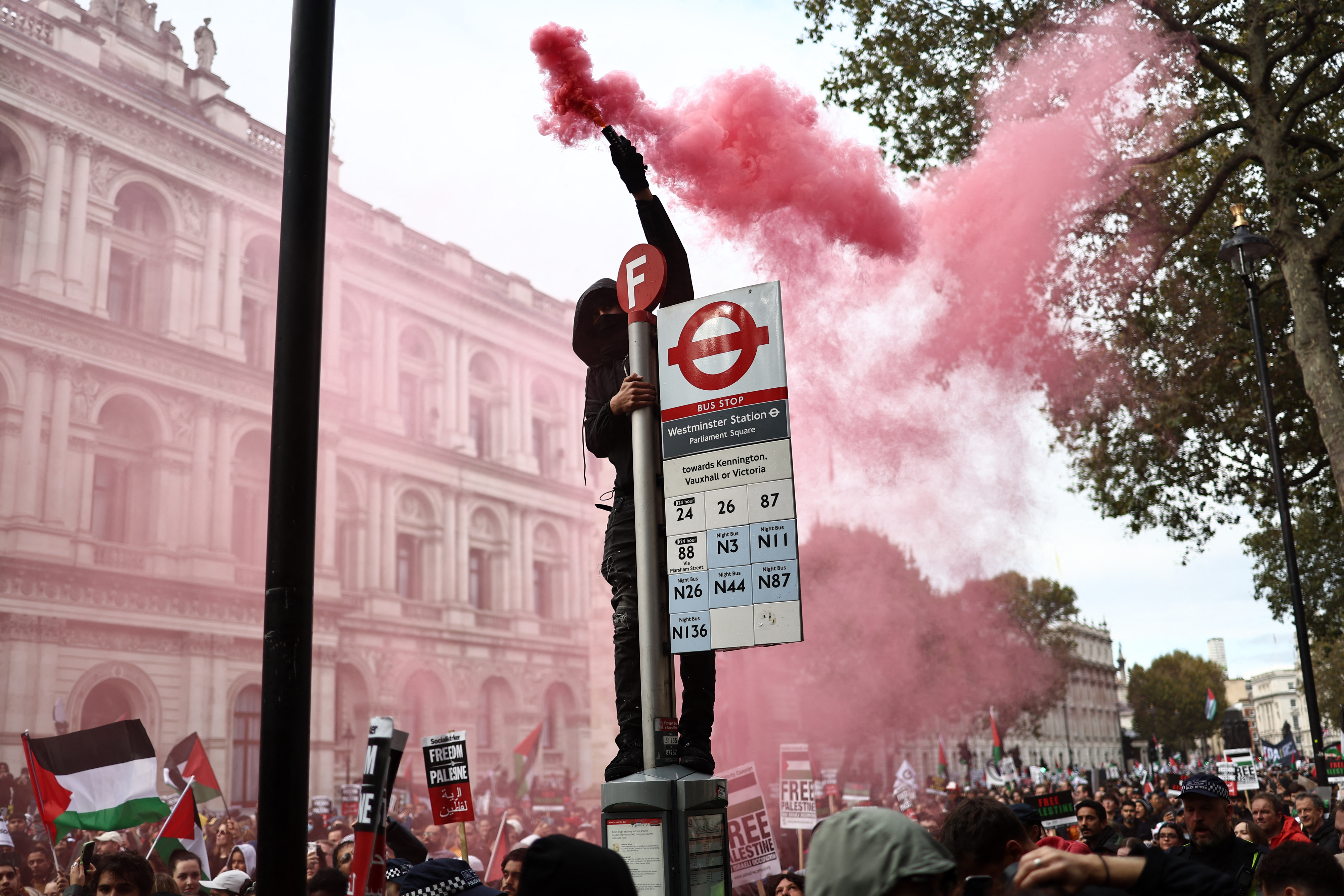 People take part in a 'March For Palestine'