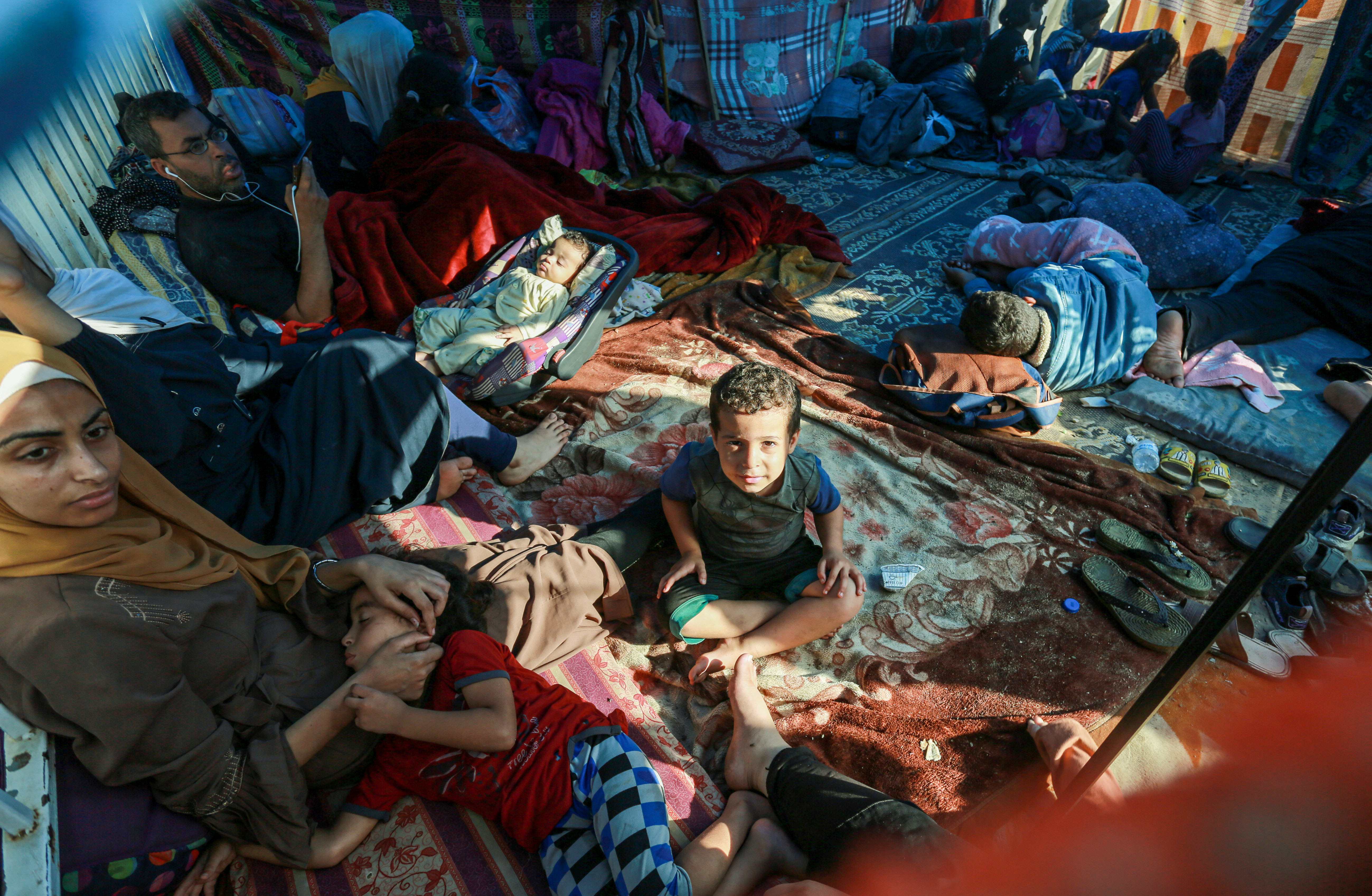 Family sheltering at Al-Shifa hosital in Gaza