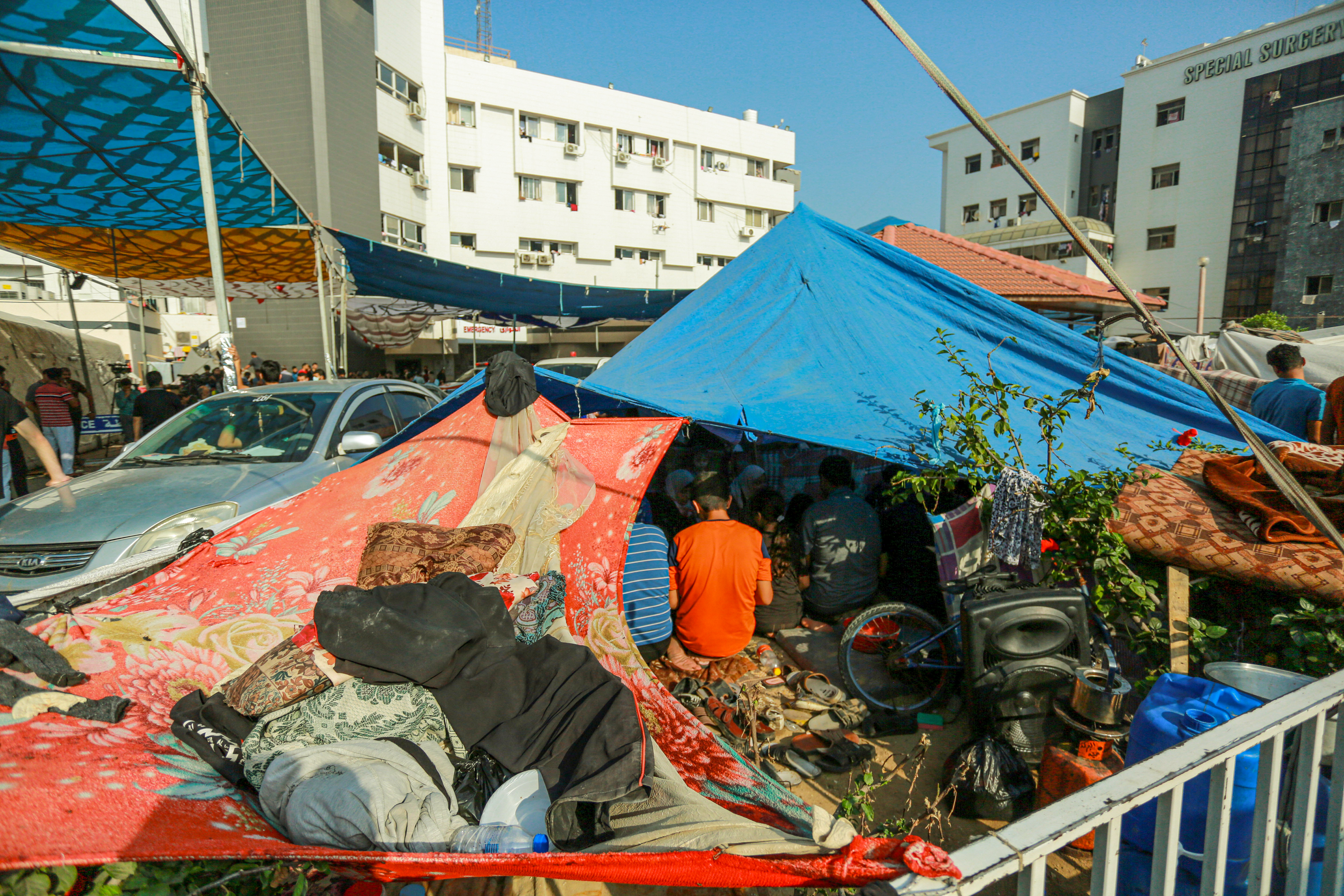 Family sheltering at Al-Shifa hosital in Gaza
