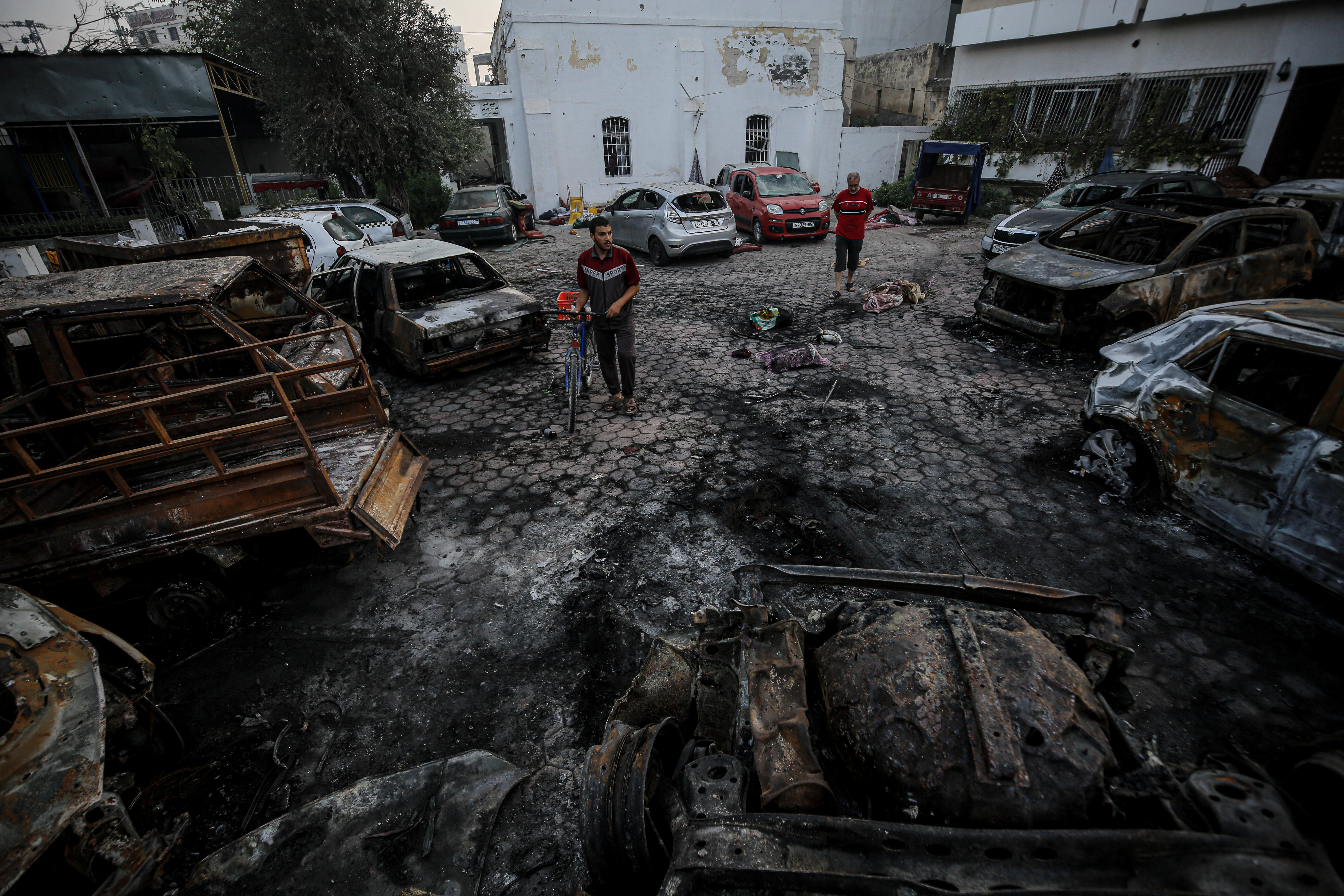 the damage at Ahli Arab Hospital in Gaza